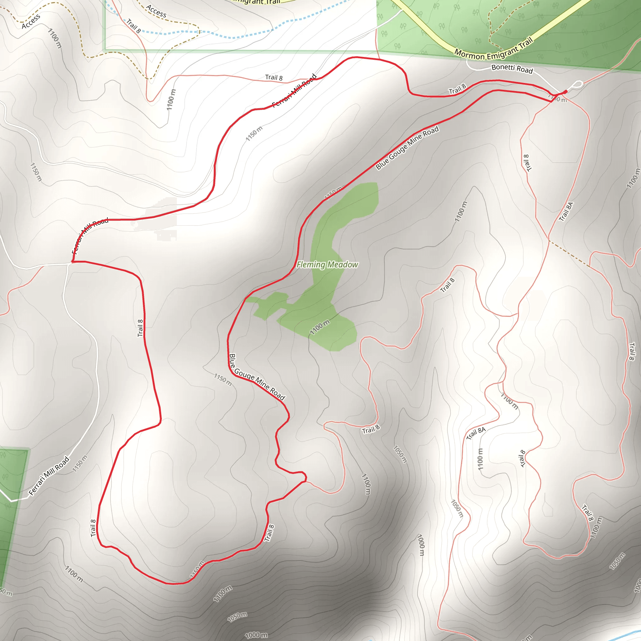 Blue Gouge Mine Road and Trail 8 Loop mobile static map