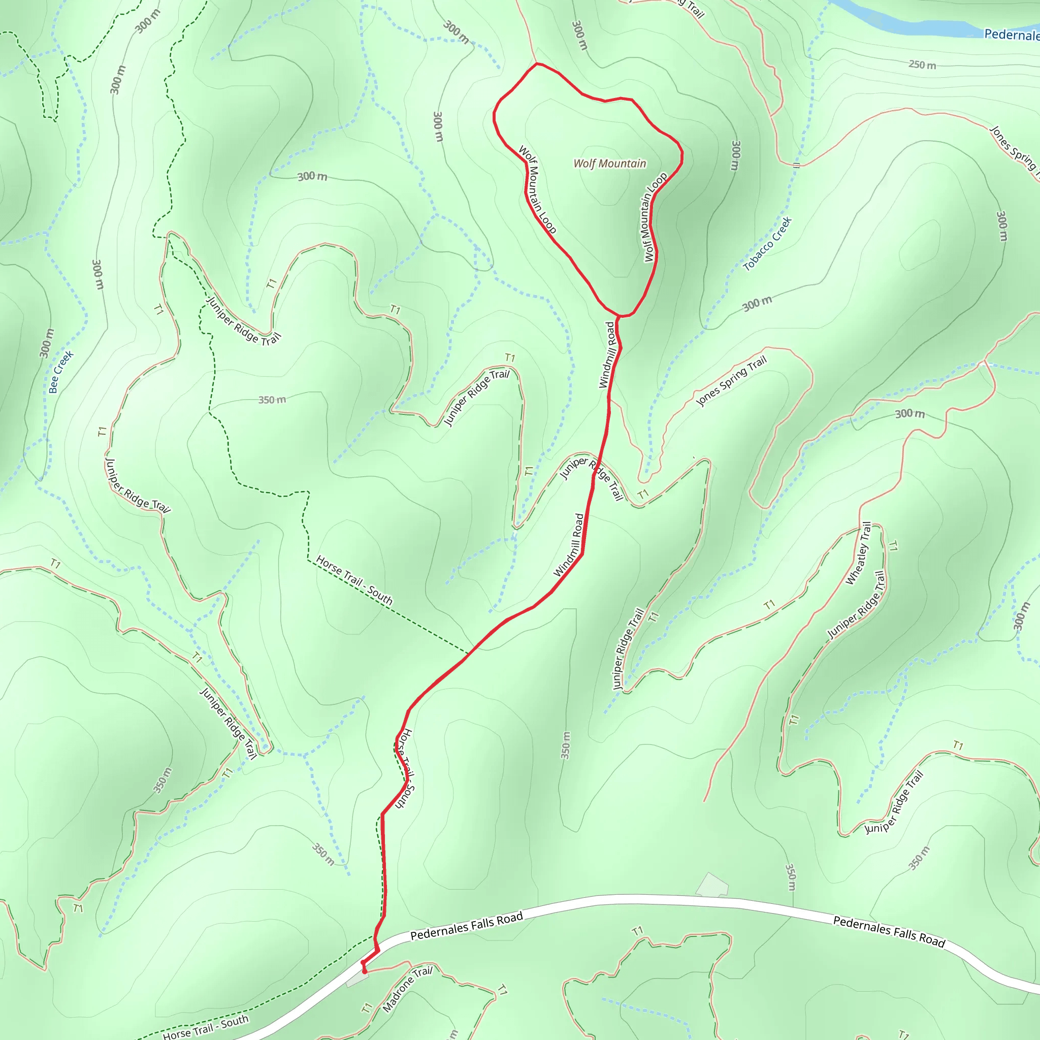 Pedernales Falls and Wolf Mountain Loop Trail mobile static map