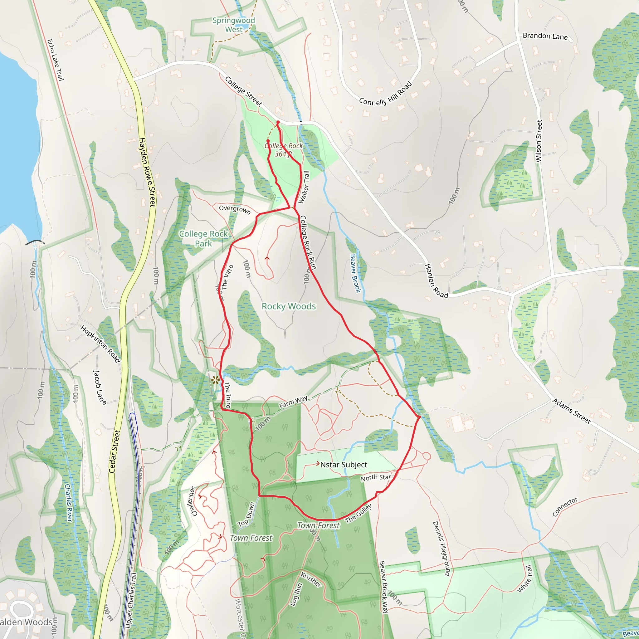 College Rock Run Loop Trail mobile static map