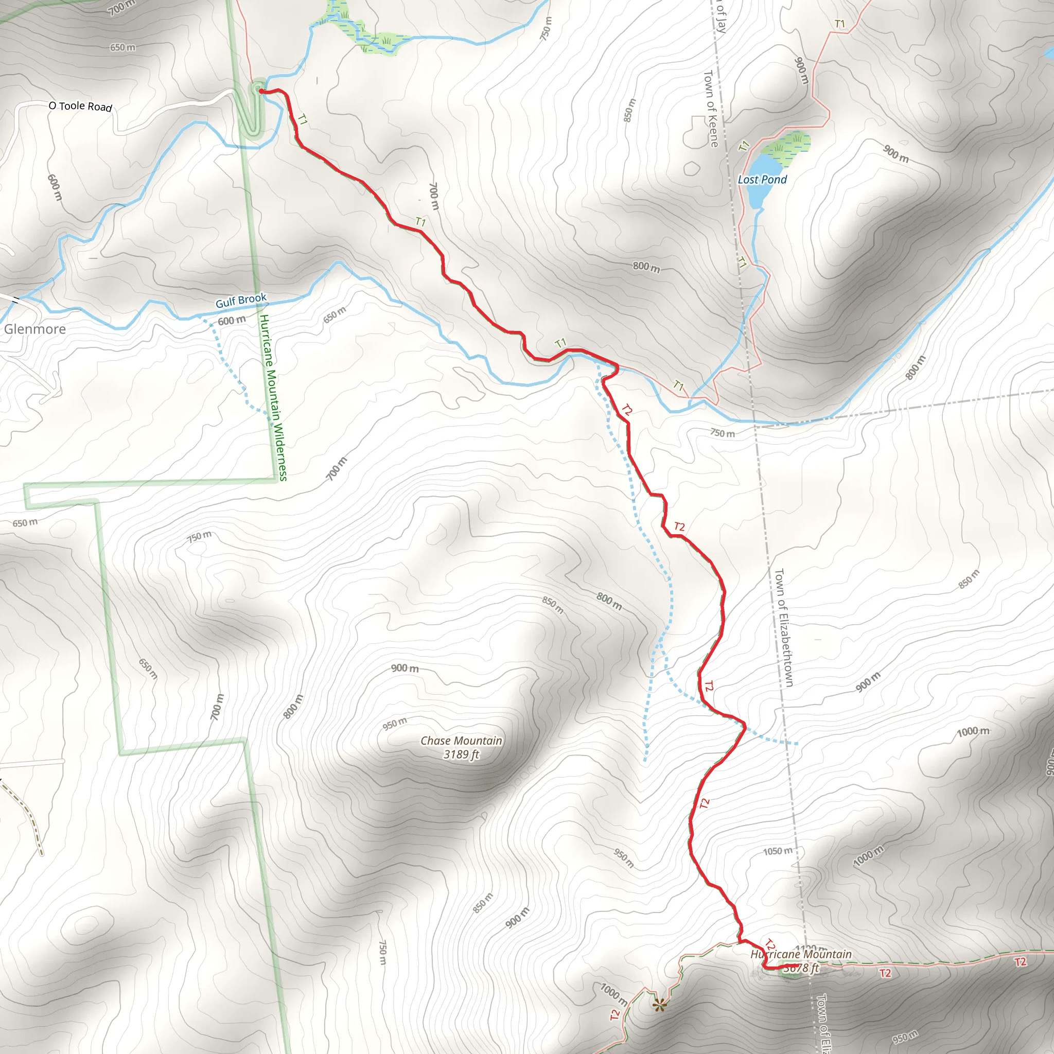 Hurricane Mountain via Gulf Brook Trail Out and Back mobile static map