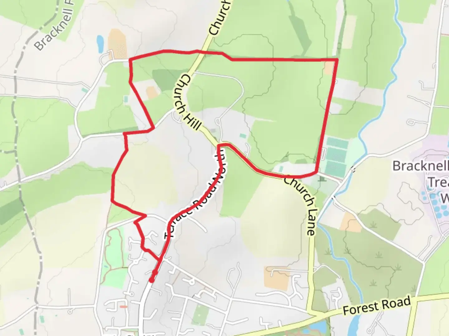 An image depicting the trail Bowmen of Warfield and its surrounding area.