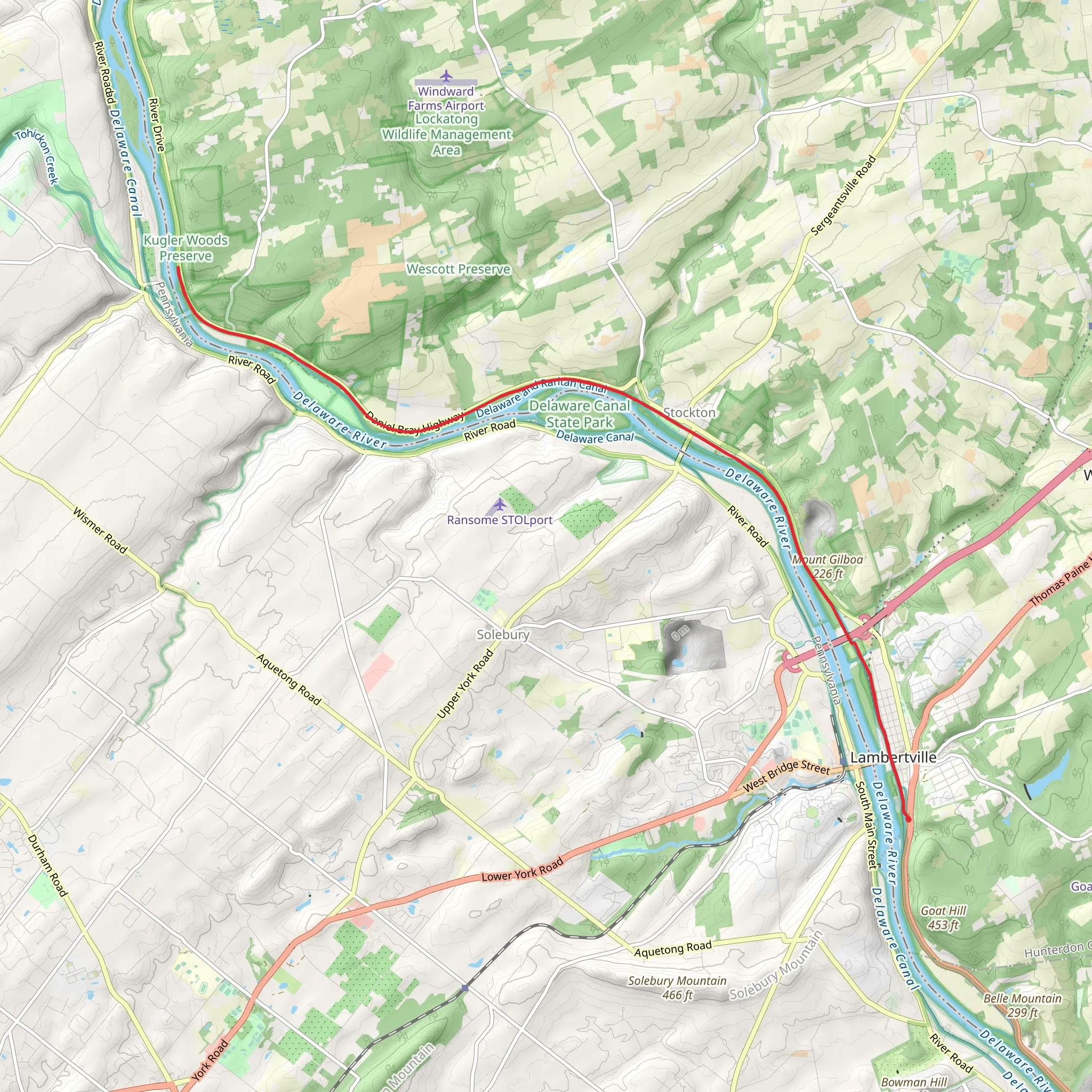 Delaware and Raritan Canal Towpath mobile static map