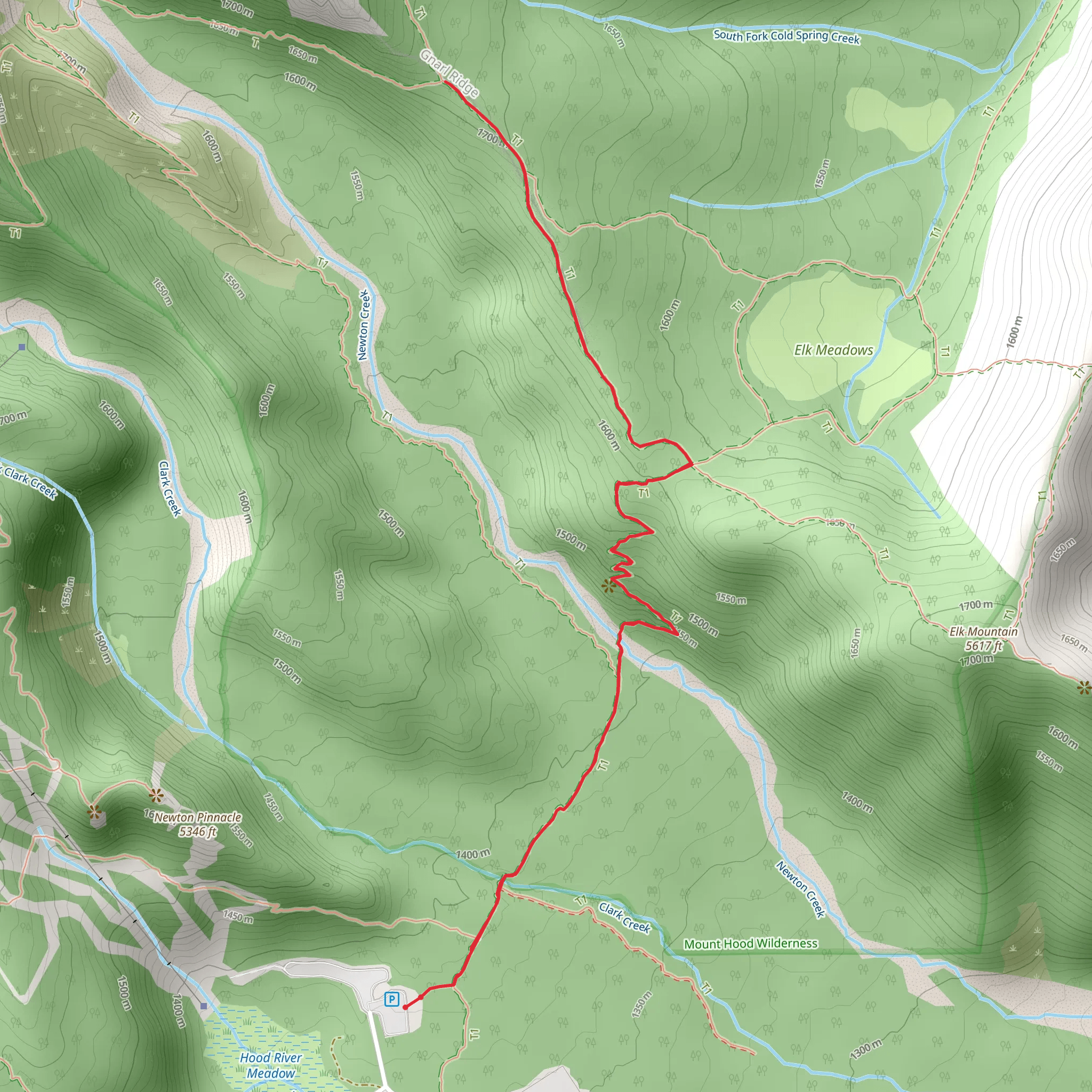 Gnarl Ridge via Elk Meadows Trail mobile static map