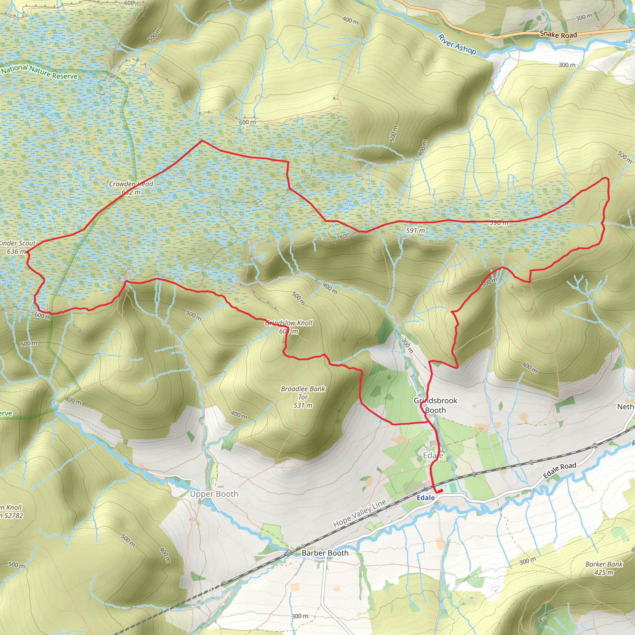 Kinder Scout and Grindslow Knoll Loop from Edale mobile static map