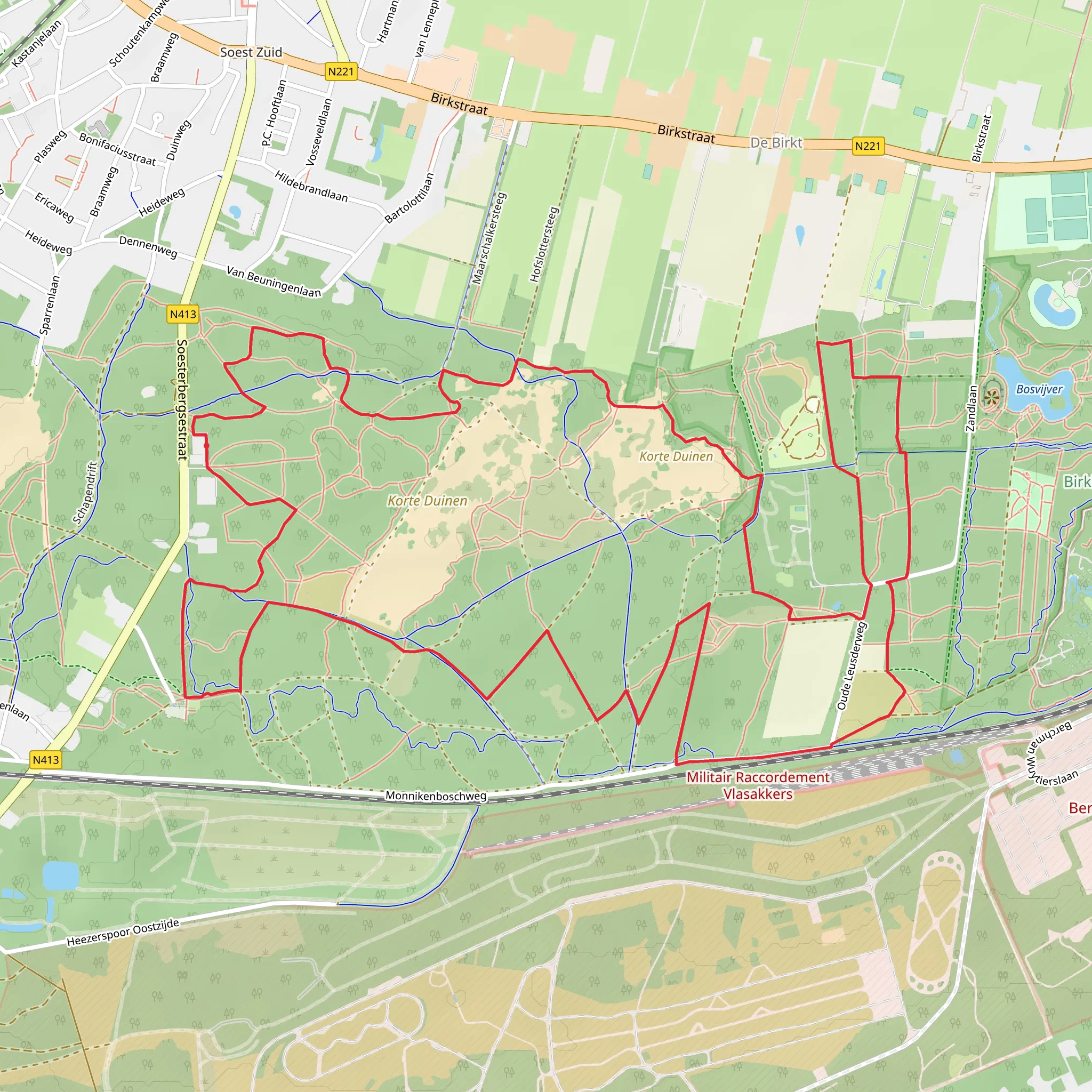 Korte Duinen and Monnikenbosch Loop mobile static map
