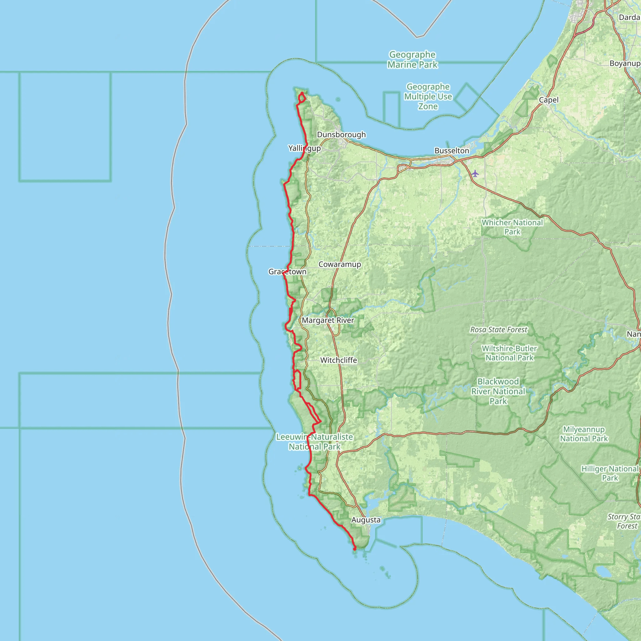 Cape to Cape Track mobile static map