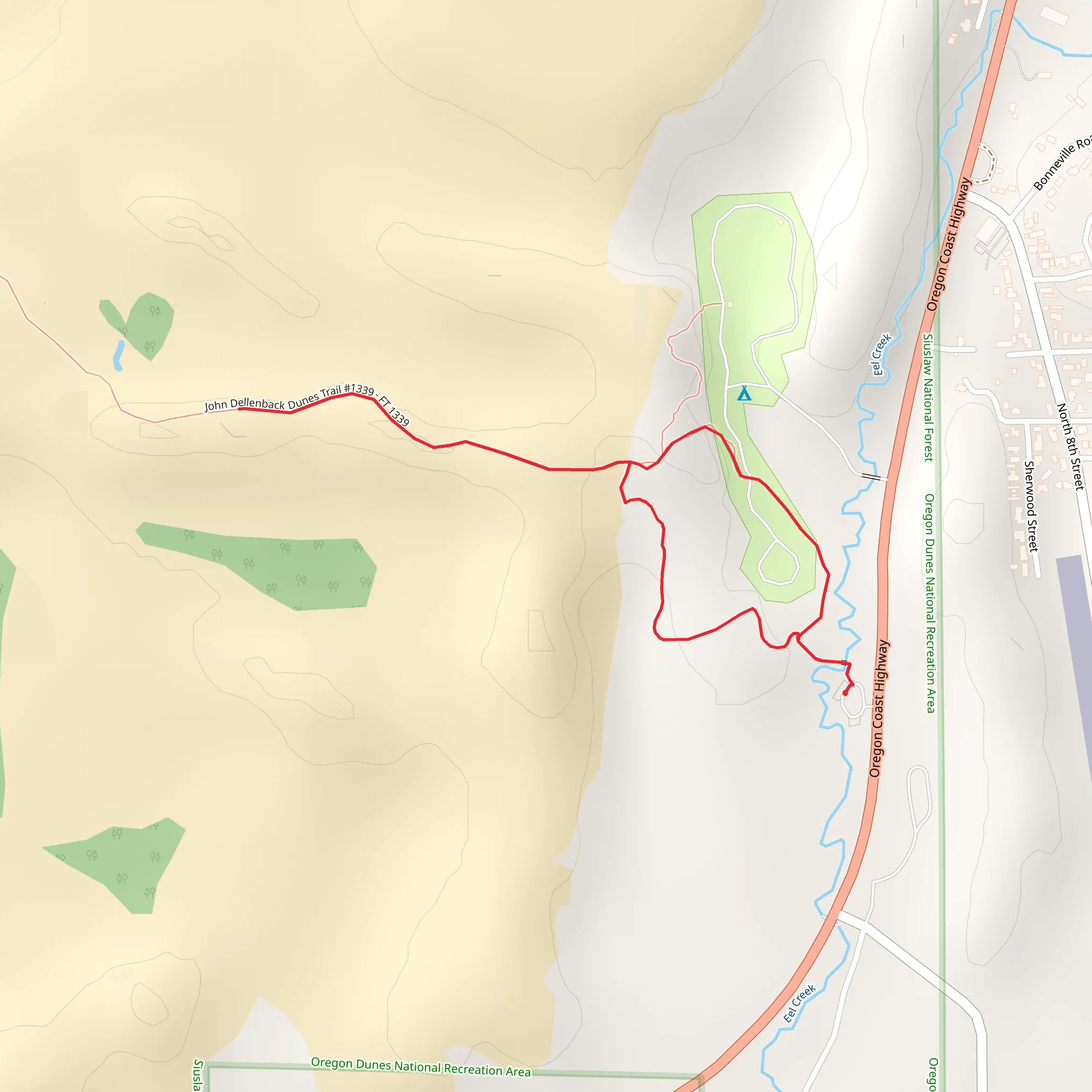 Eel Creek - John Dellenback Dunes Loop Trail mobile static map