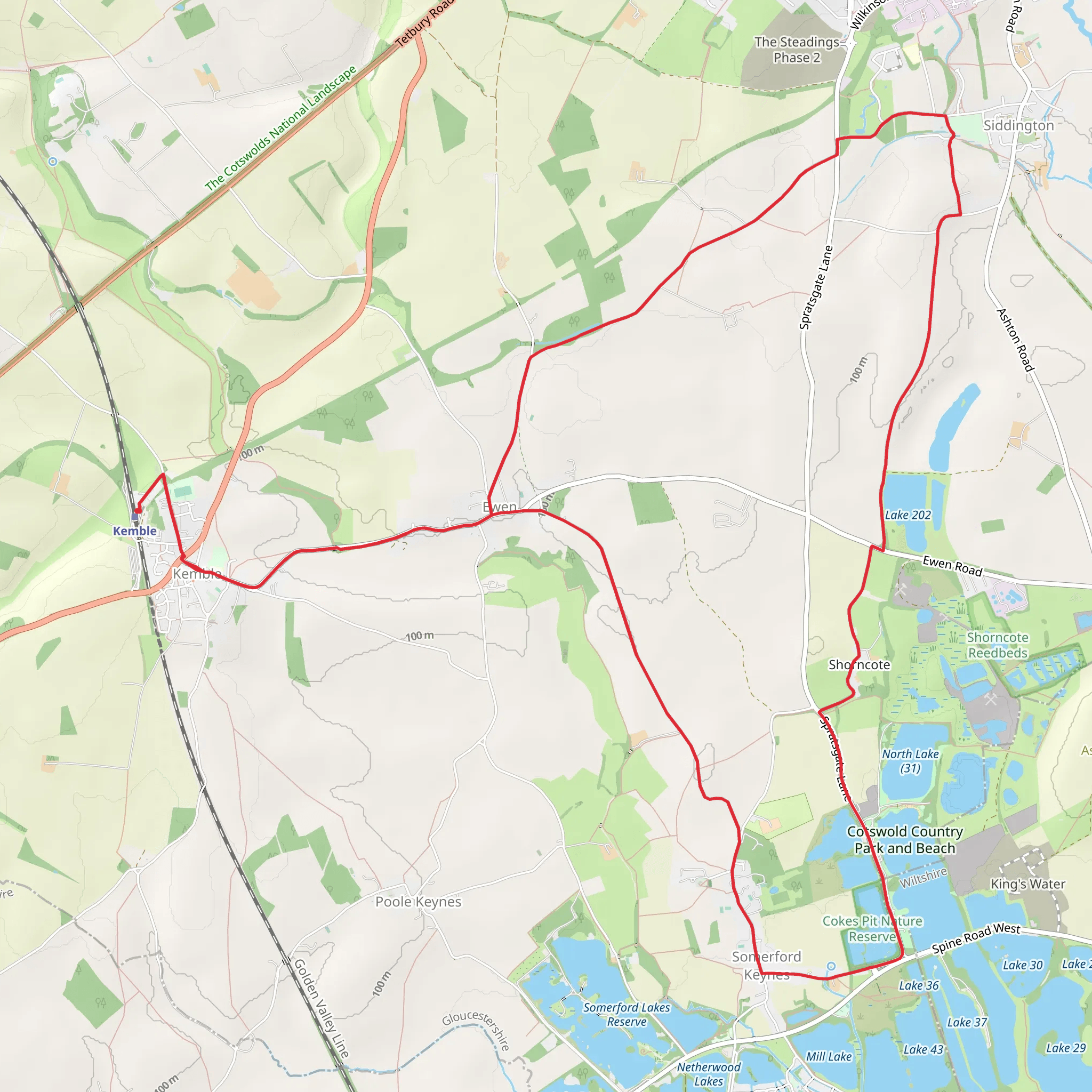 Kemble and Somerford Keynes Loop mobile static map