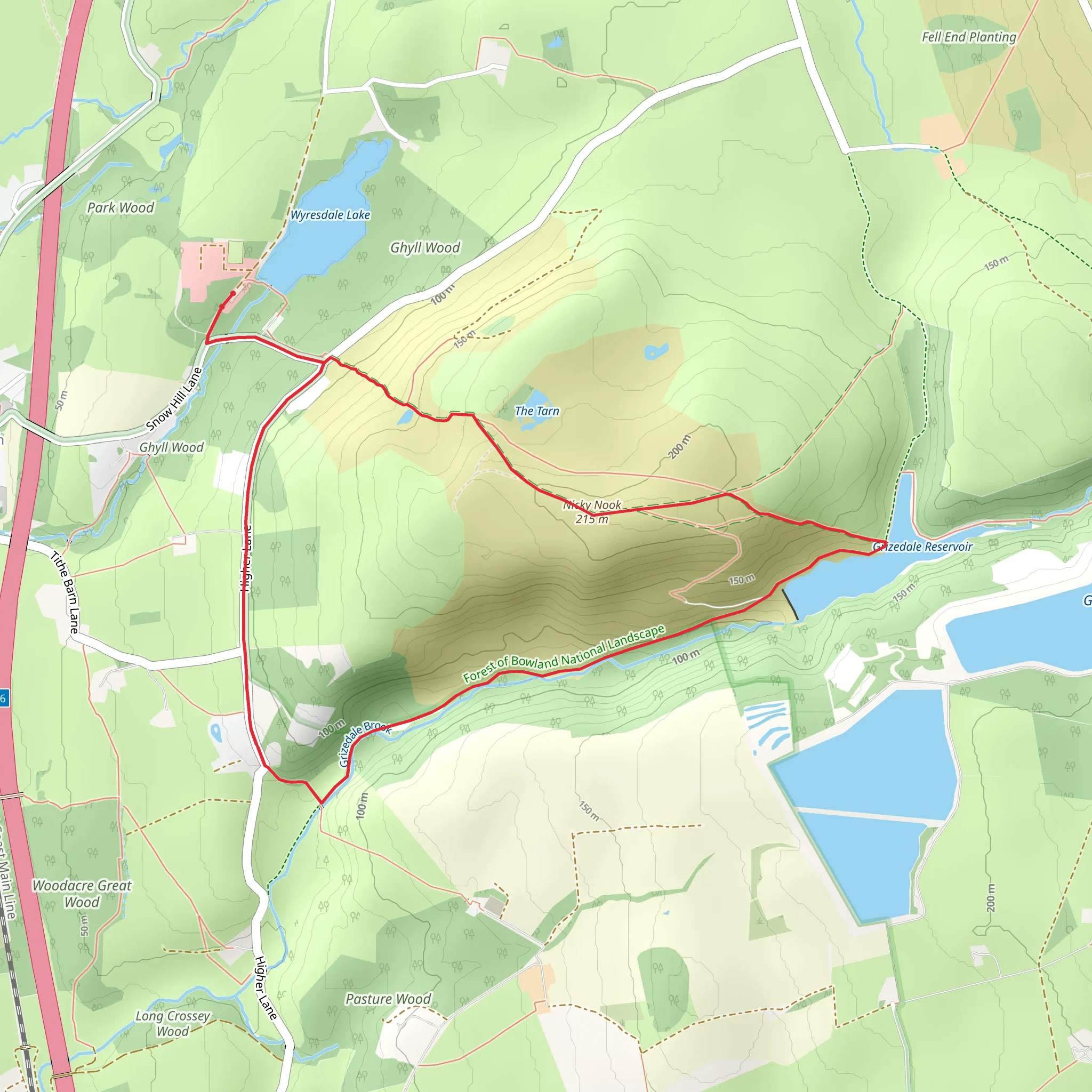 Nicky Nook Loop from Wyresdale Park mobile static map