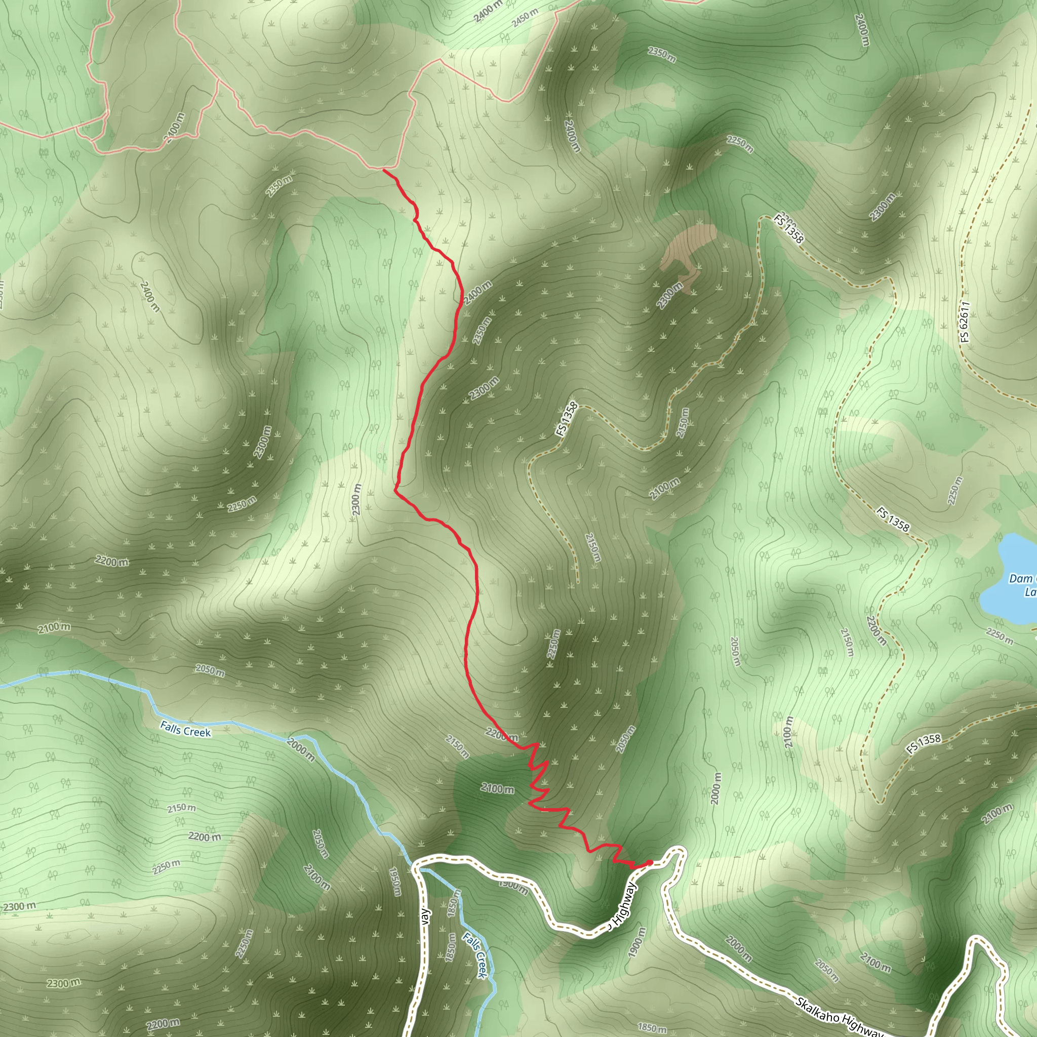 Skalkaho - Little Burnt Fork Trail mobile static map
