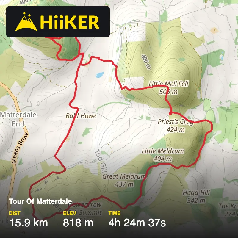 A map preview of the recording Tour Of Matterdale .
