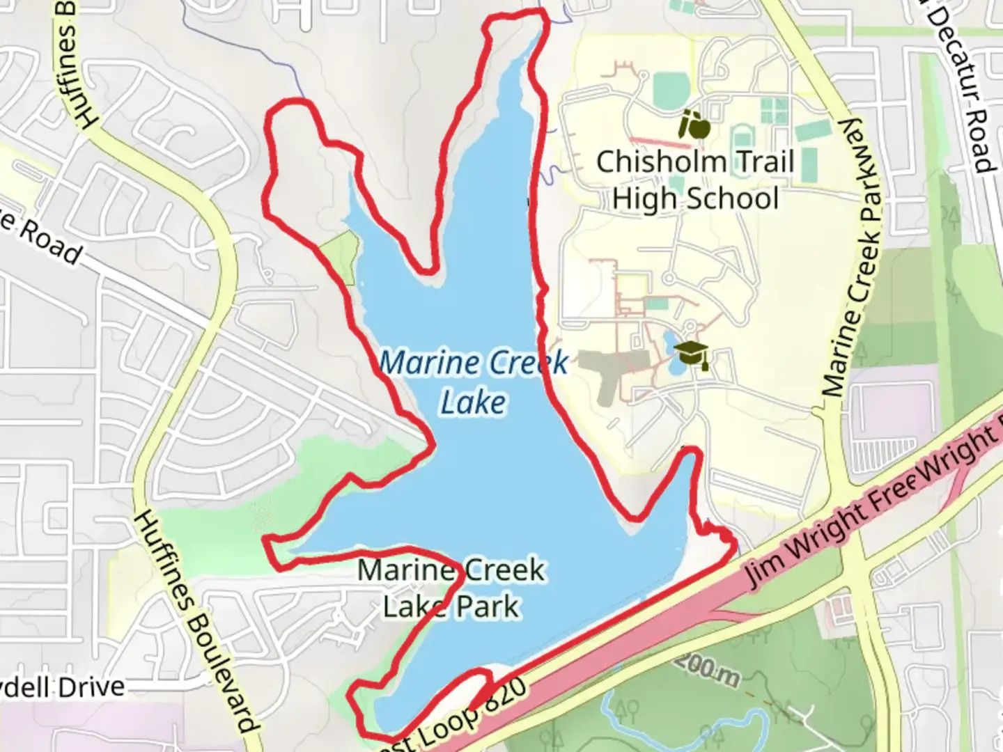 An image depicting the trail Marine Creek Lake Loop and its surrounding area.