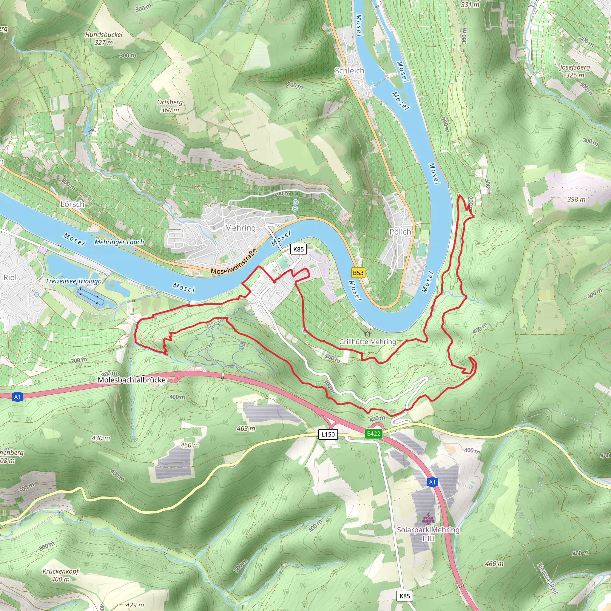 Extra Tour Mehringer Schweiz and Moselsteig Loop mobile static map