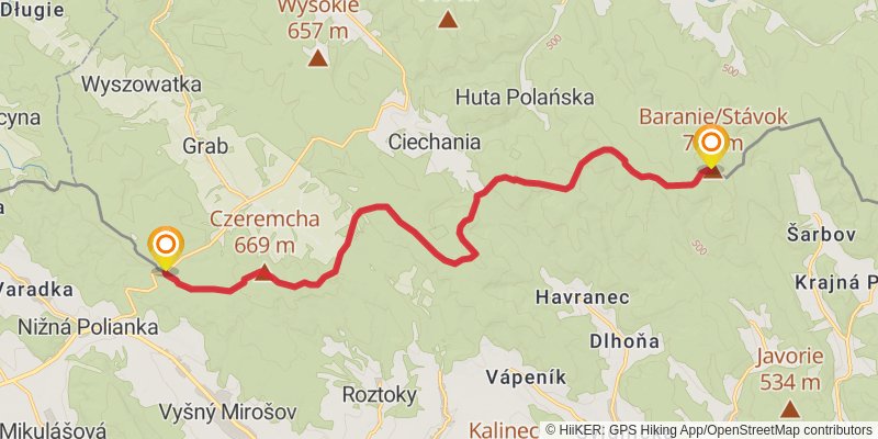 Trans Carpathian Hike stage 33 Map