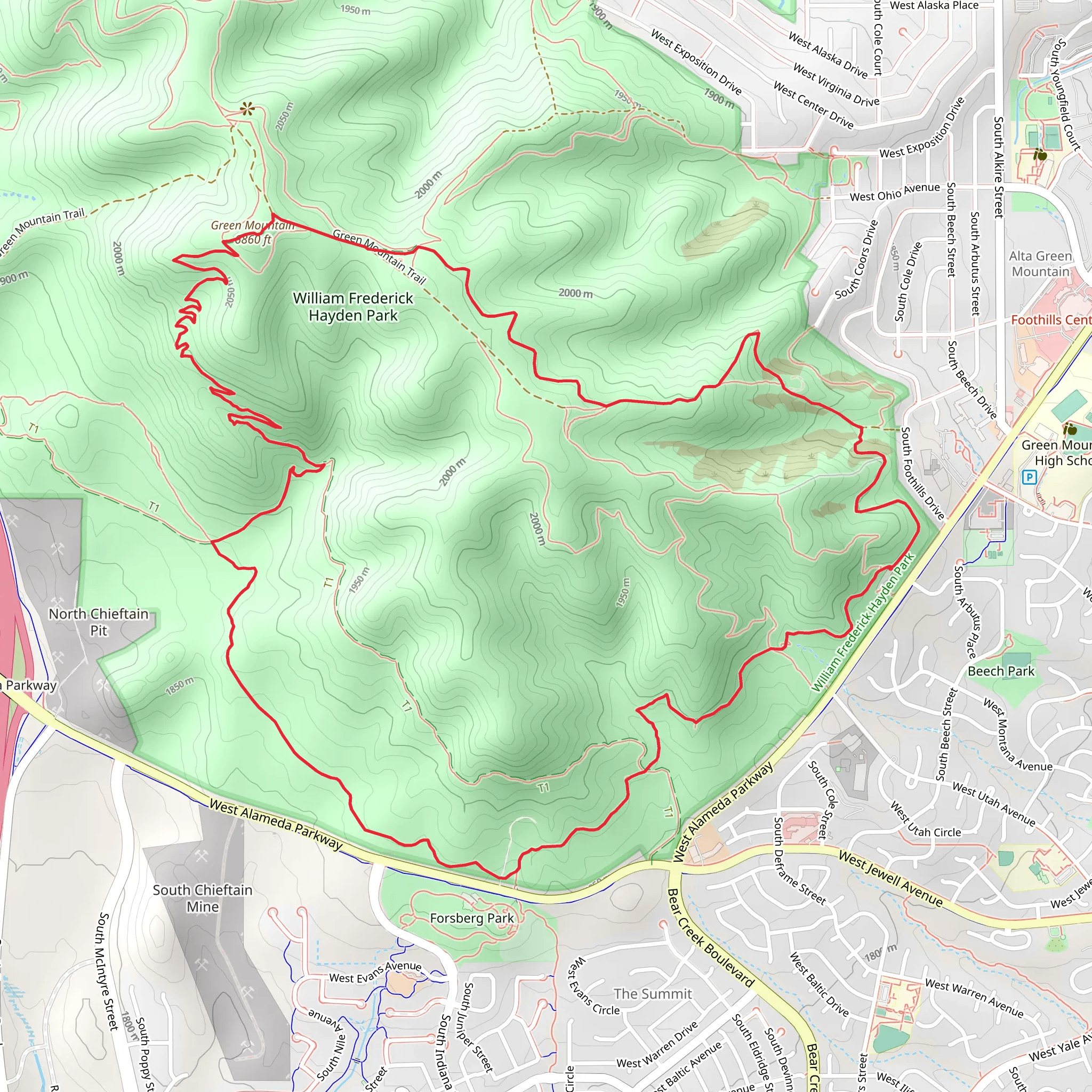 Summit, Green Mountain and Rooney Valley Loop Trail mobile static map