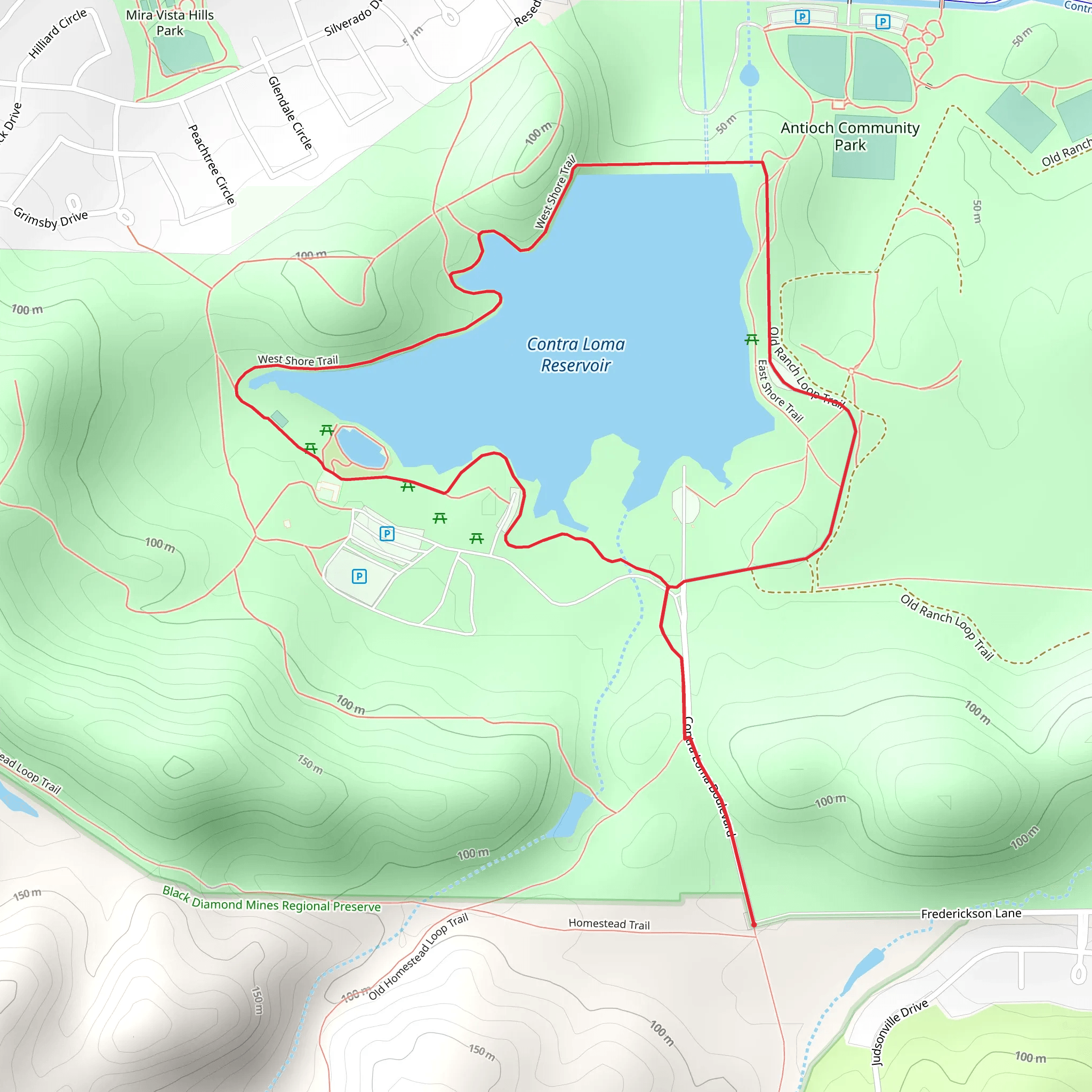 Contra Loma Reservoir Shore Loop Trail mobile static map