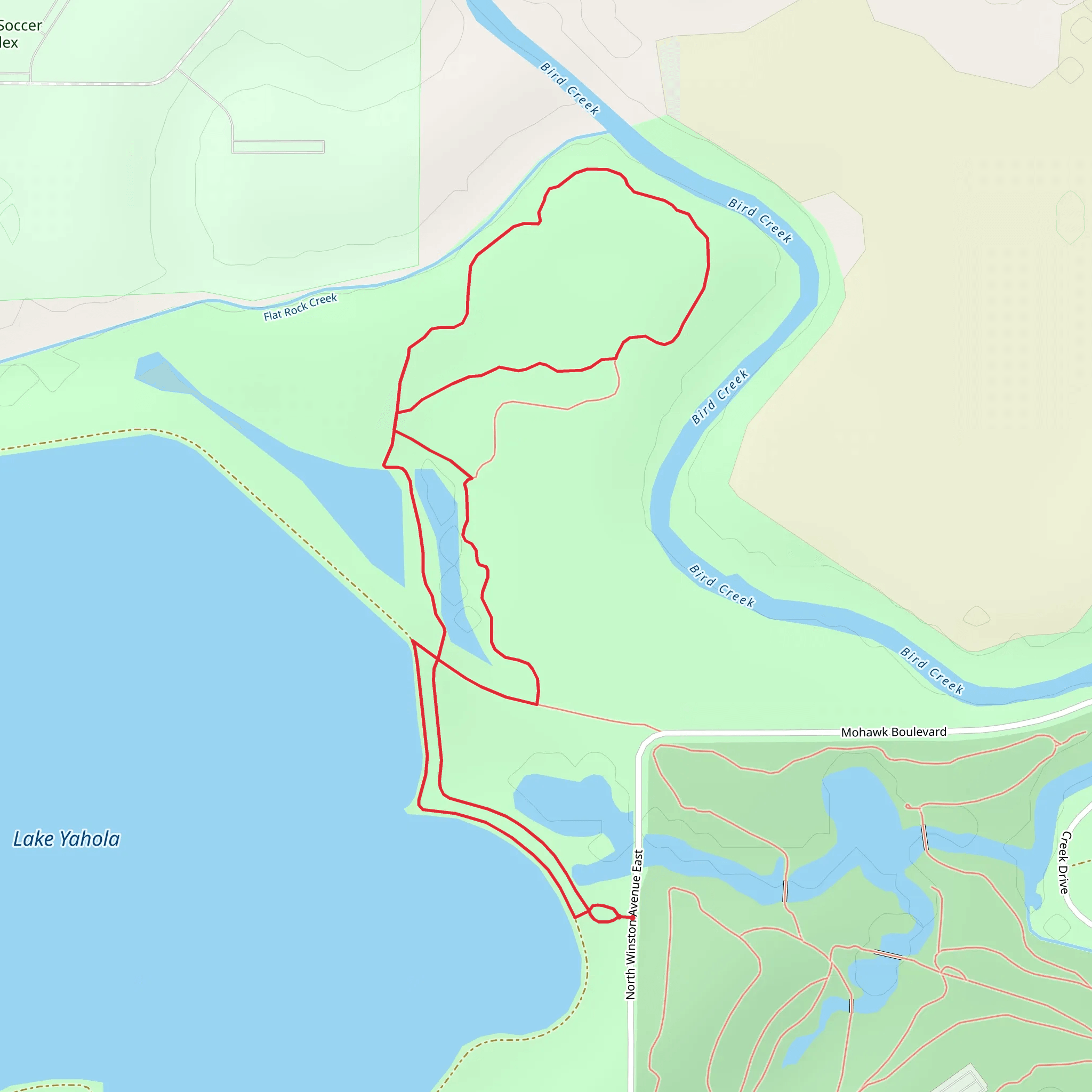 Lake Yahola East Shore Loop mobile static map