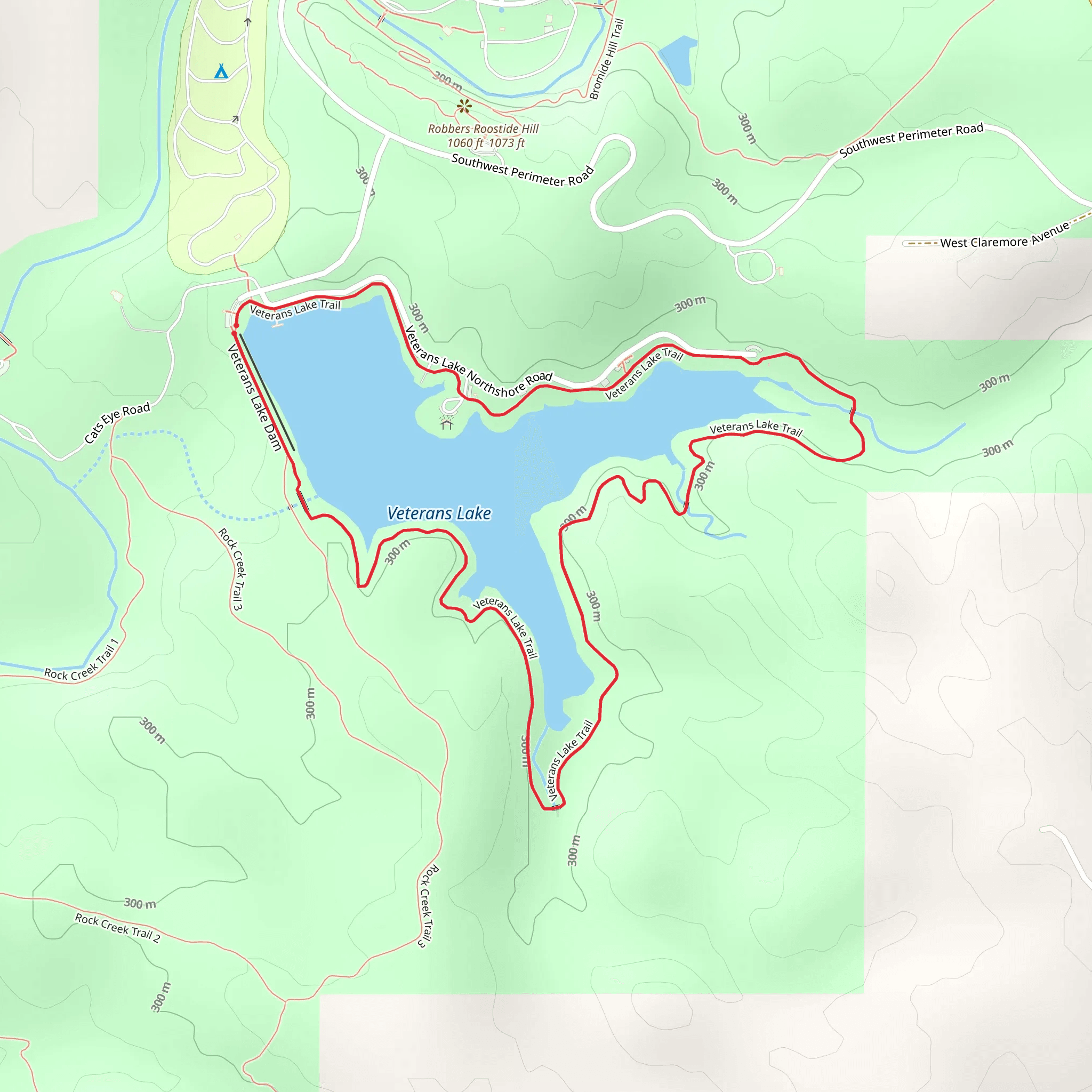 Veterans Lake Loop Trail mobile static map