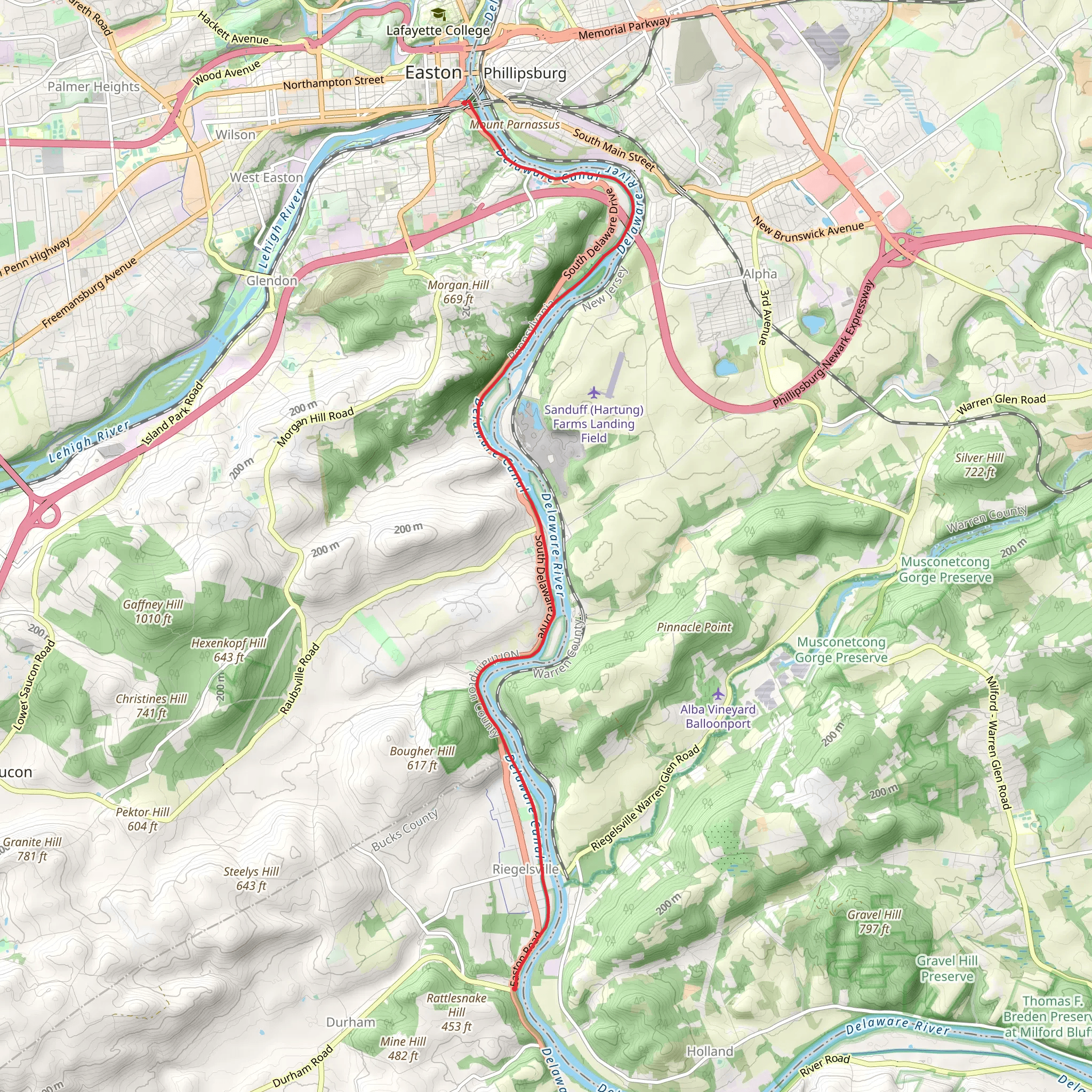 Delaware River via D and L Trail mobile static map