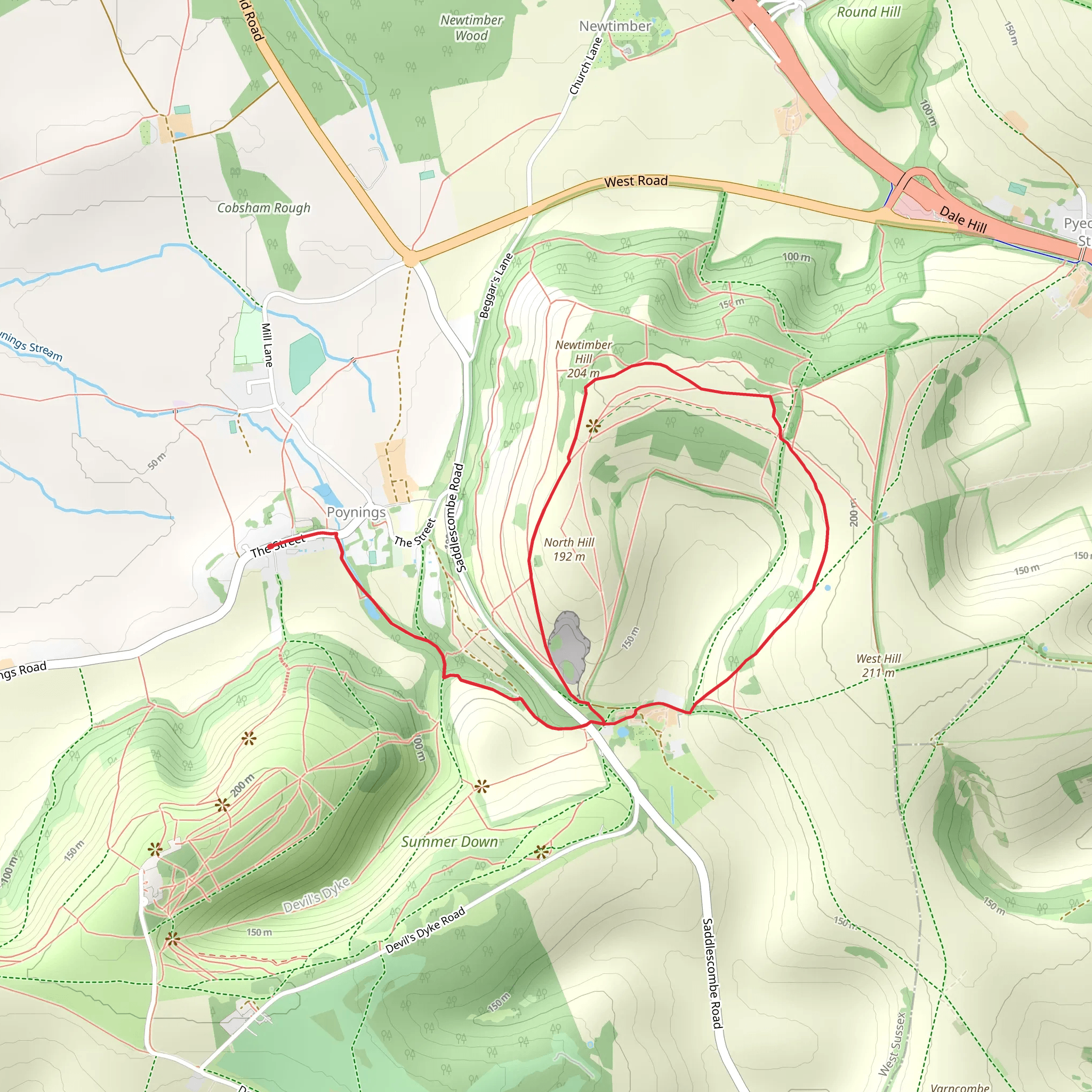 Poynings Wood Loop mobile static map