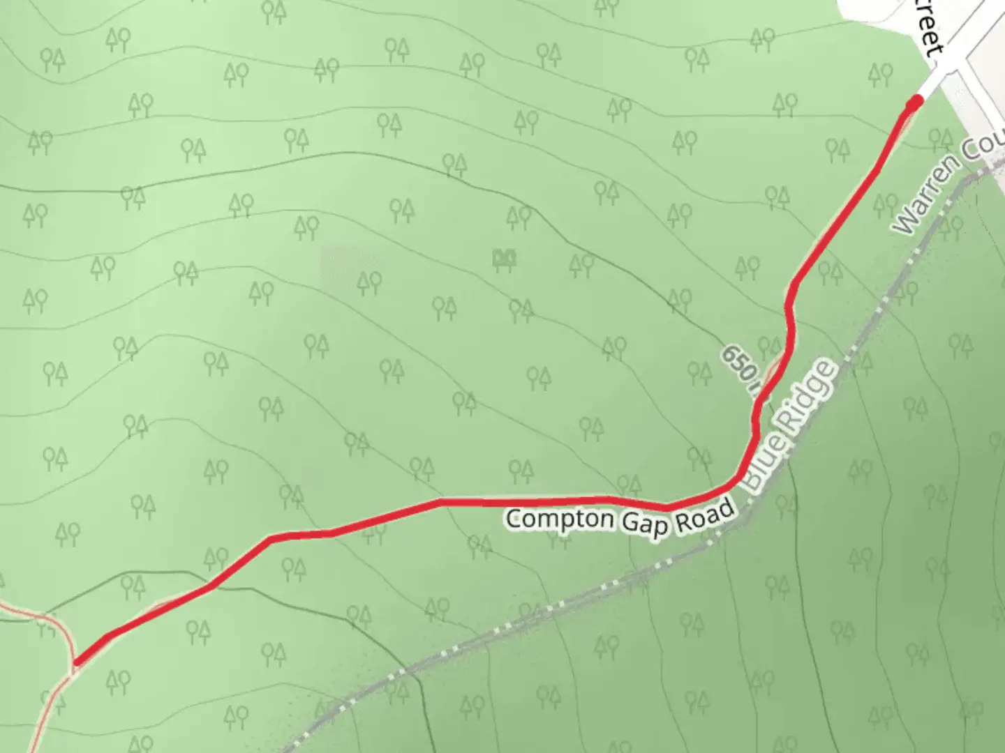 An image depicting the trail Compton Gap Fire Road Walk and its surrounding area.