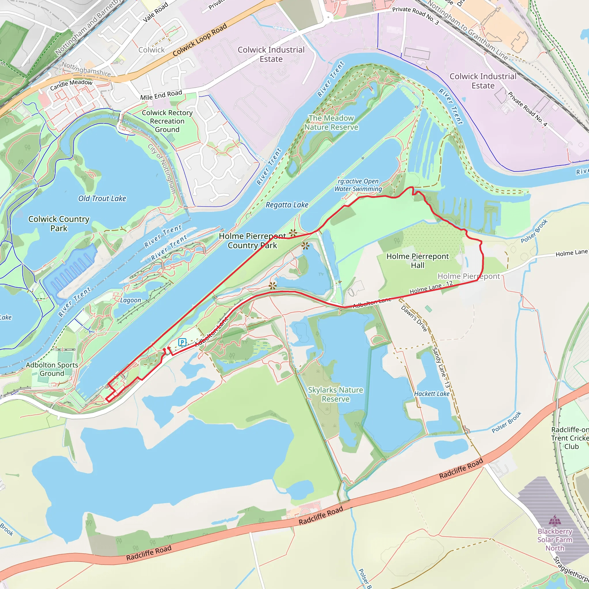 Holme Pierrepont Country Park Loop mobile static map