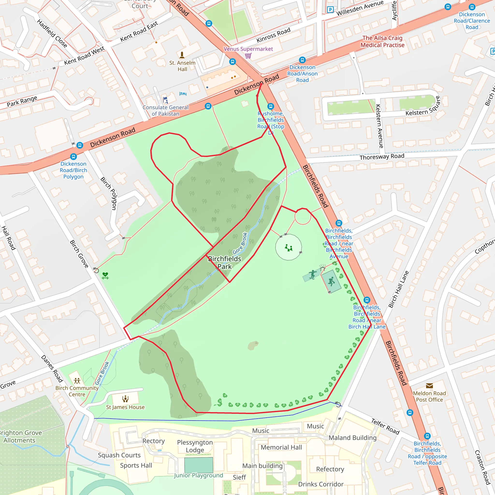 Birchfields Park Loop mobile static map