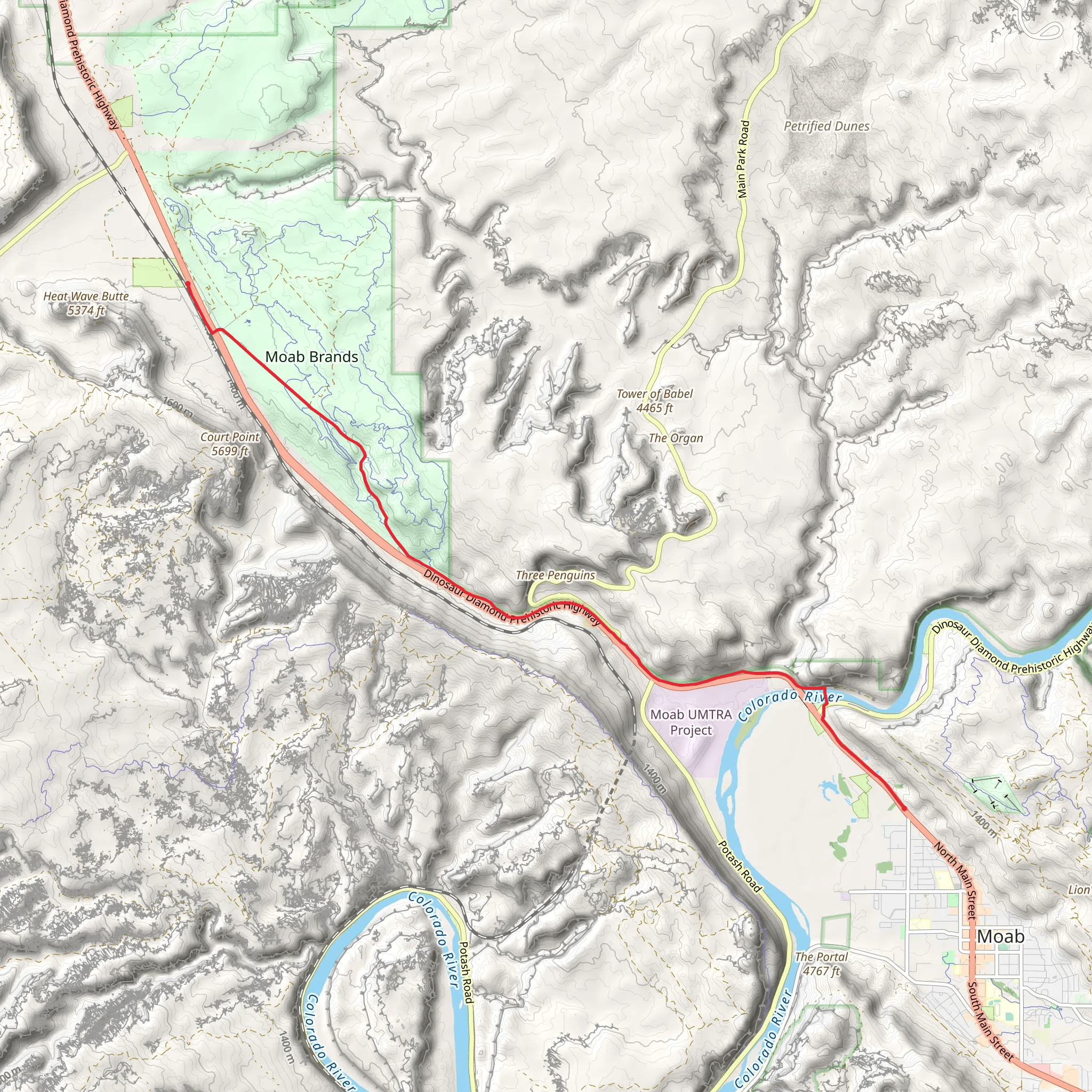 Moab Canyon Pathway mobile static map