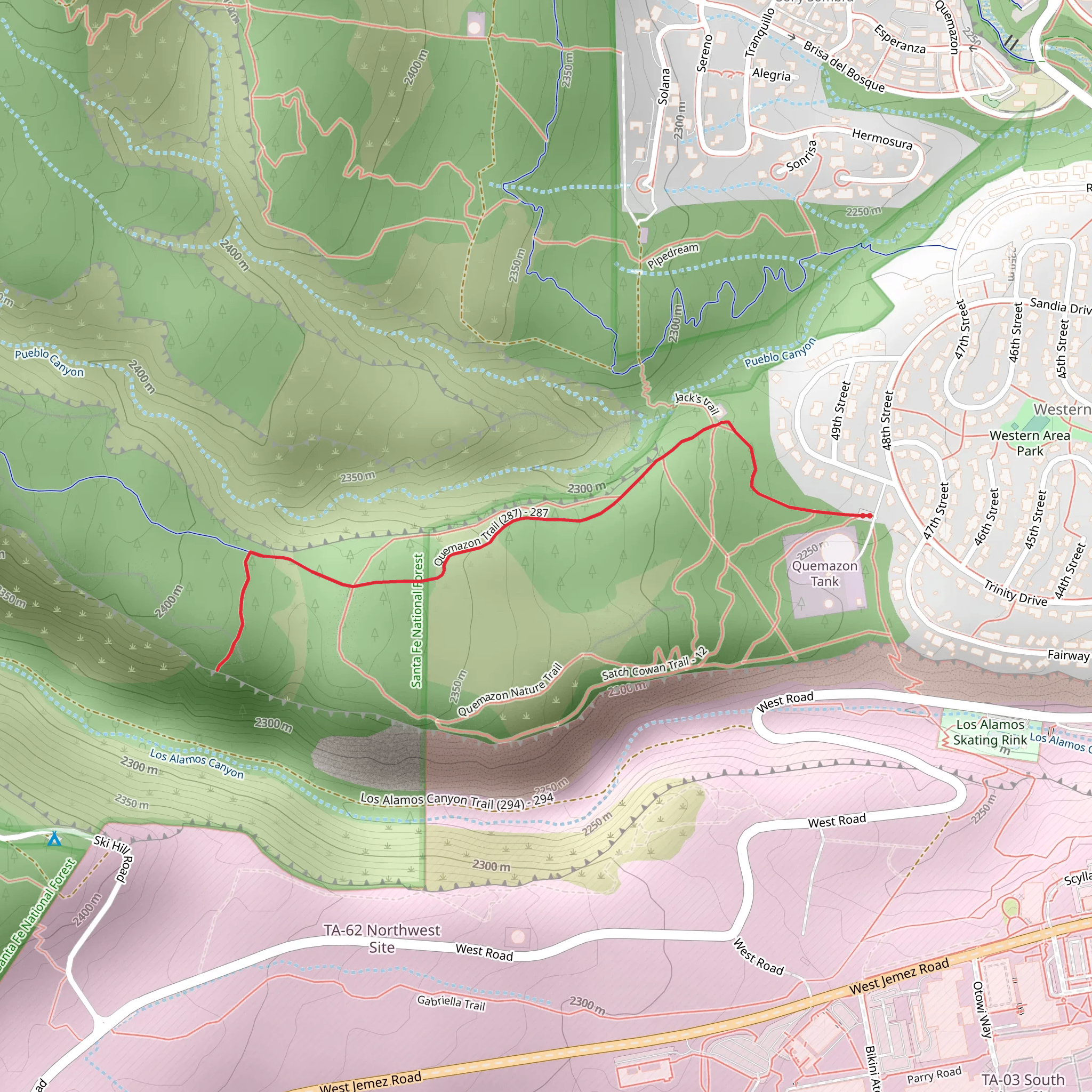 Quemazon Trail and Cave of the Winds Trail mobile static map