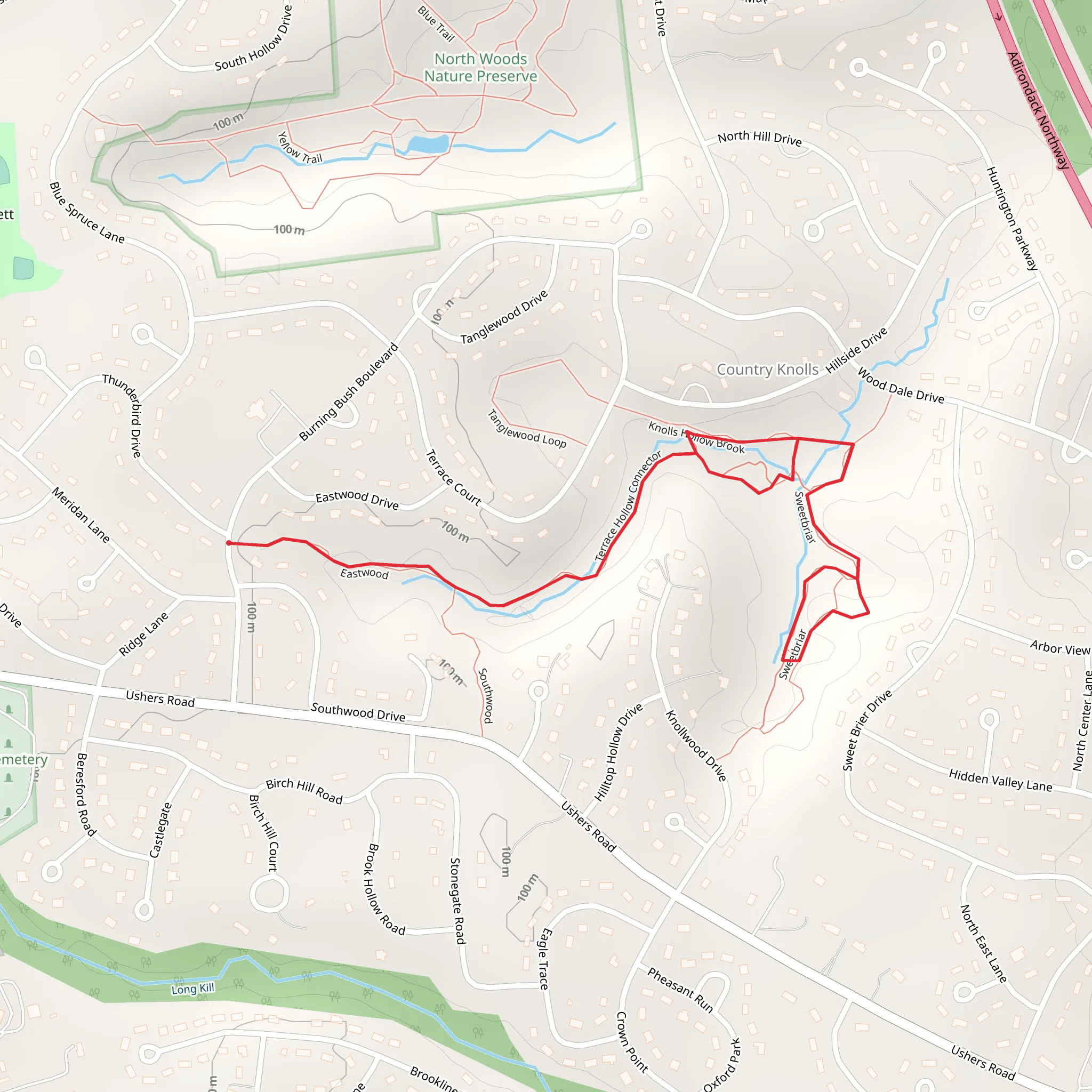 Knolls Hollow Brook Loop via Eastwood mobile static map