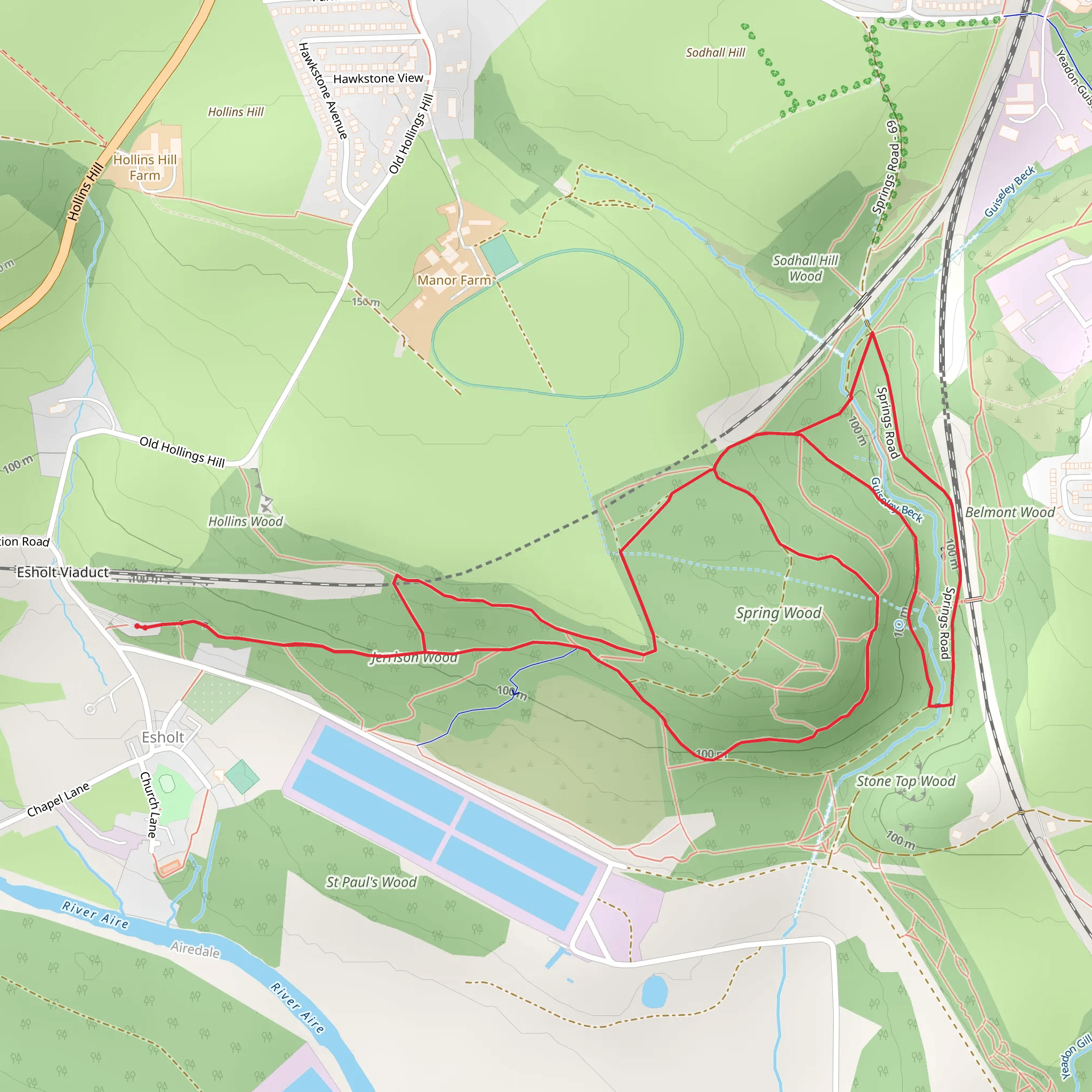 Esholt Woods Loop mobile static map