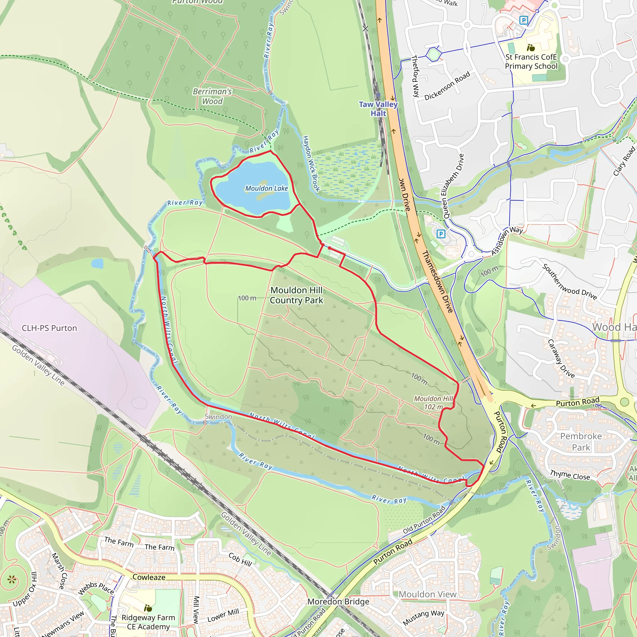Mouldon Hill Country Park Loop mobile static map