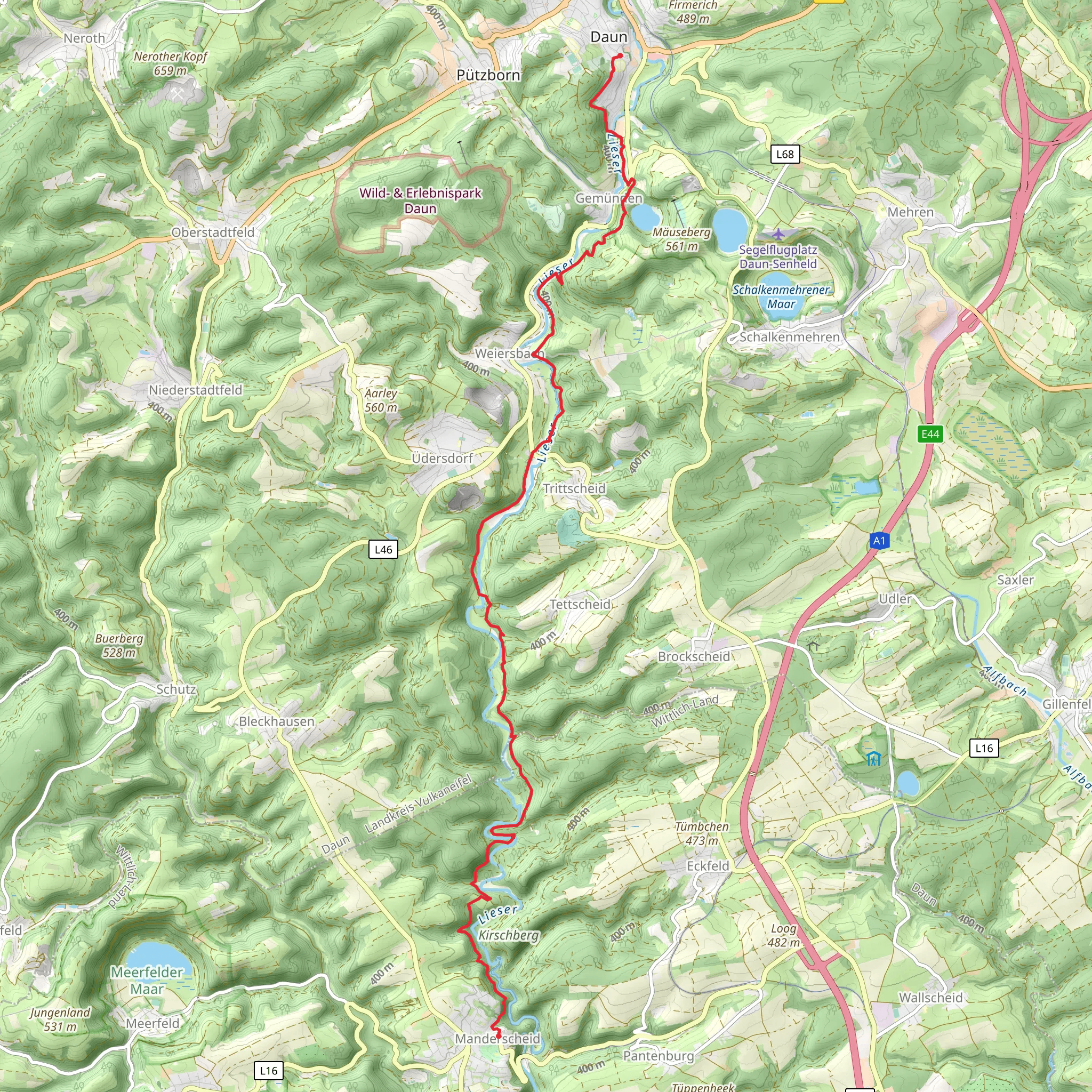 Daun to Manderscheid Walk mobile static map