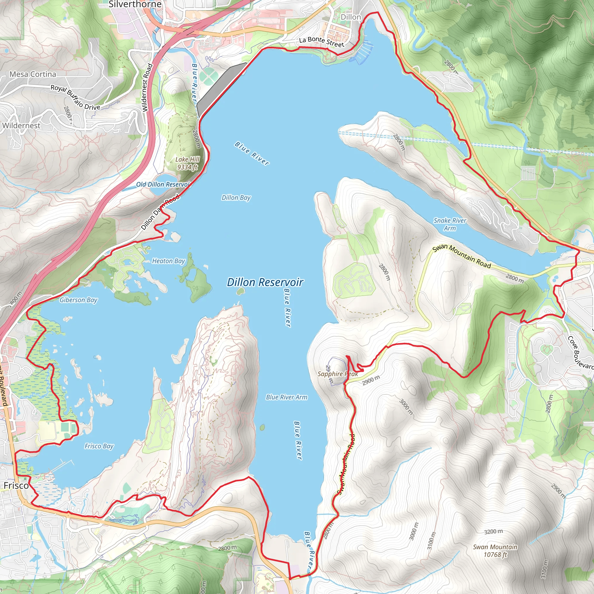 Dillon Reservoir Loop mobile static map