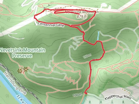 Neversink Mountain via Purple and Green Loop Trail