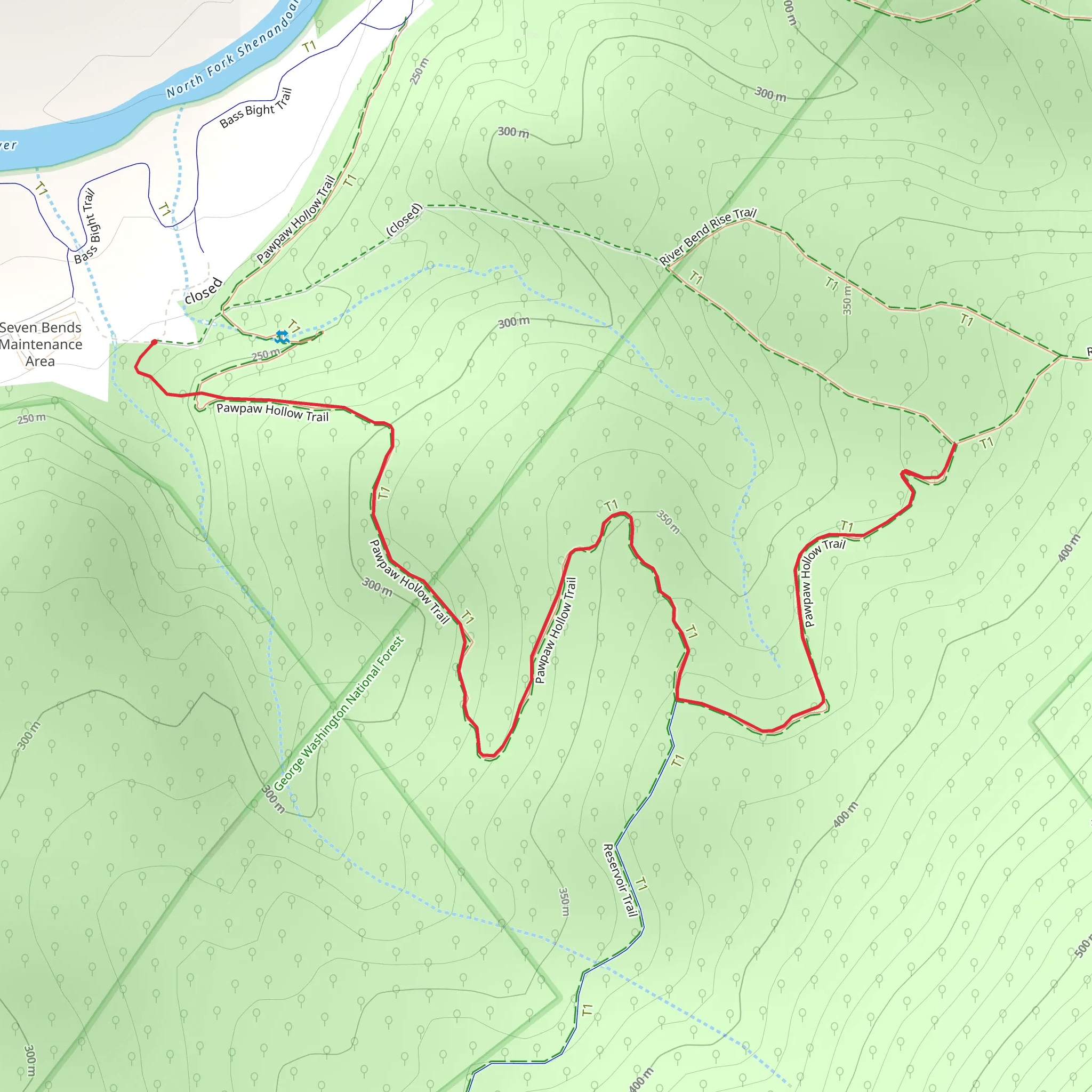 Pawpaw Hollow Trail mobile static map