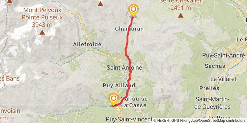 GR 54 - Tour of Oisans and Ecrins stage 9 Map