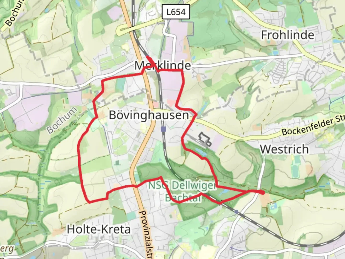 An image depicting the trail Luegendortmund Rundweg and its surrounding area.