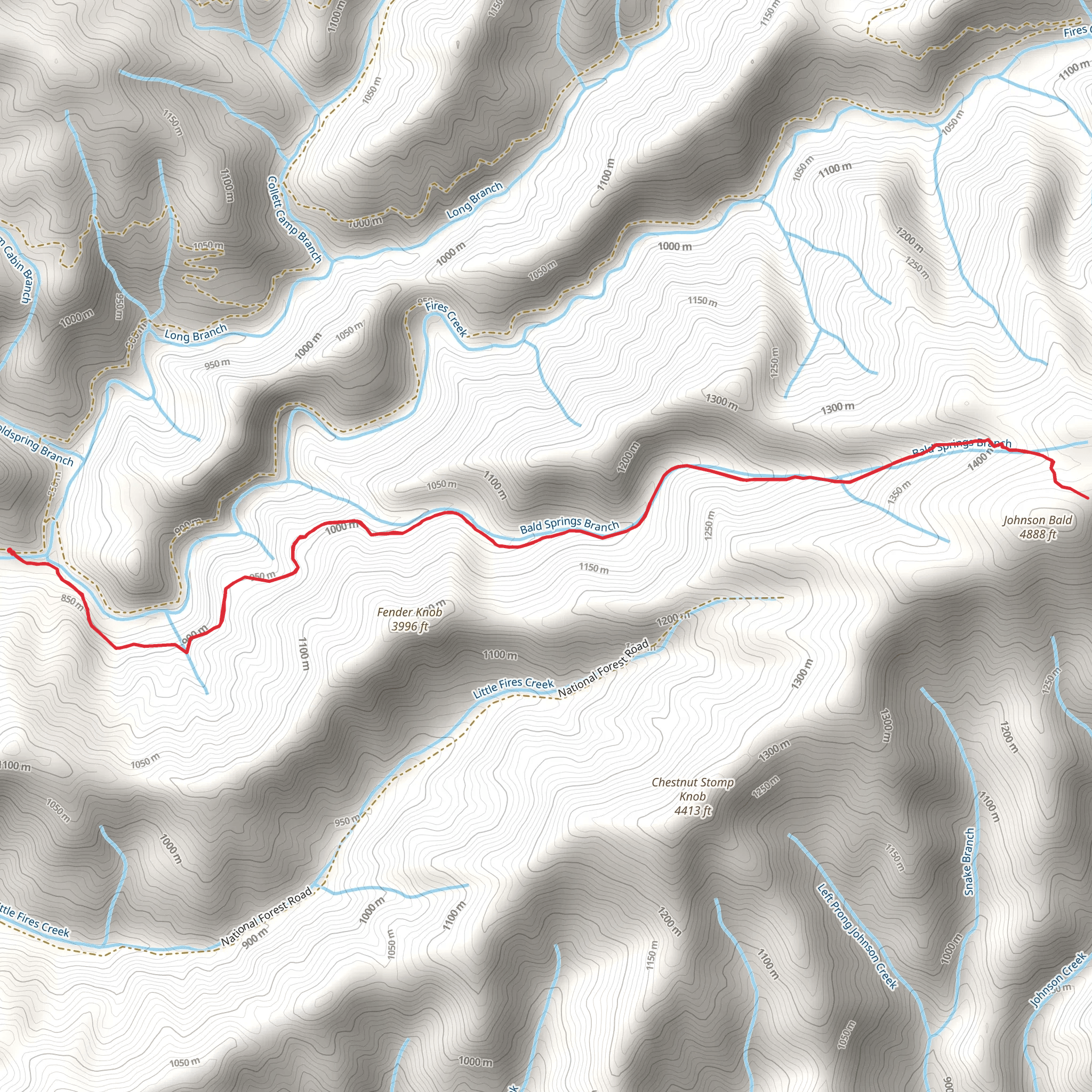 Bald Springs Trail mobile static map