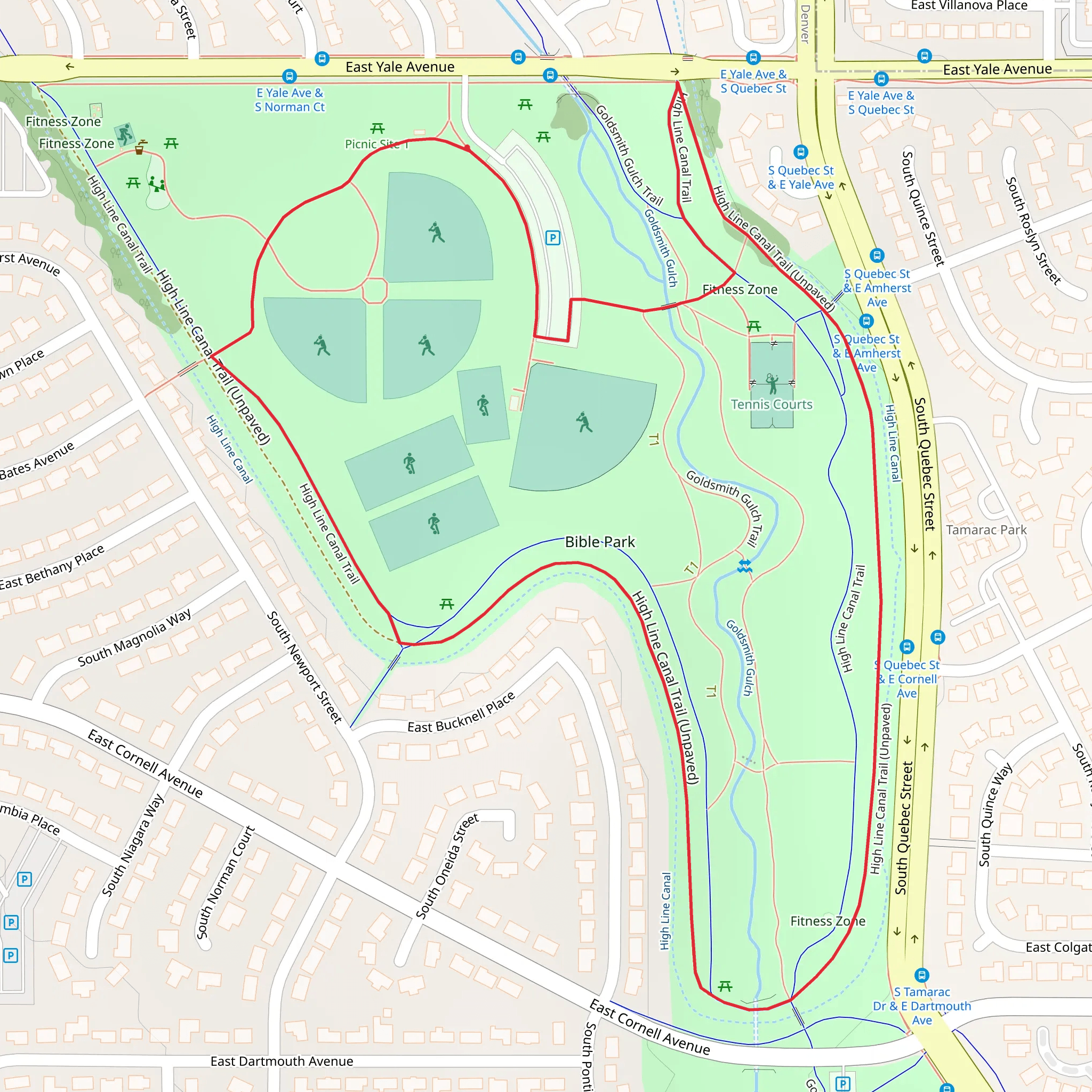 High Line Canal Loop Trail mobile static map