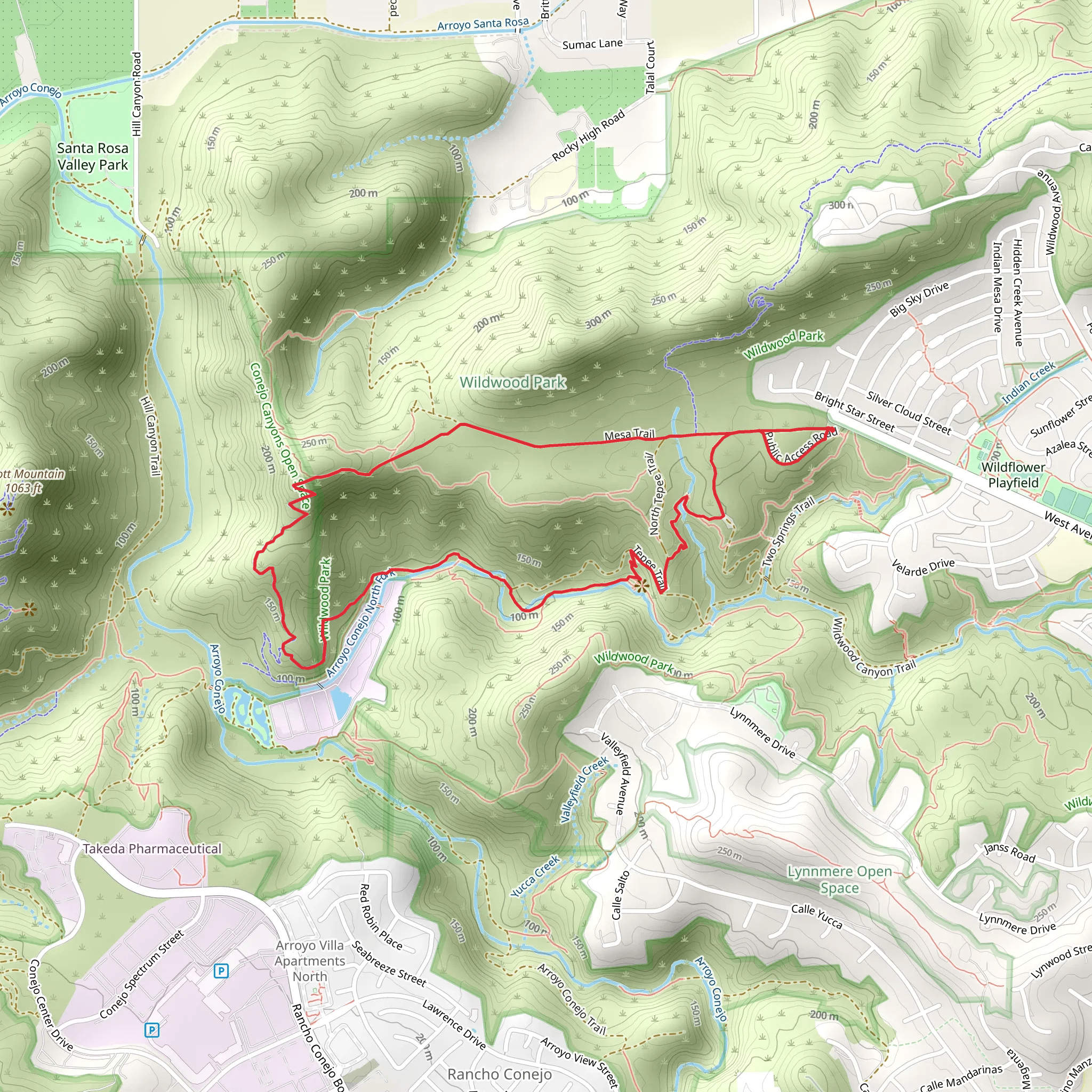 North Fork Arroyo Conejo Loop mobile static map