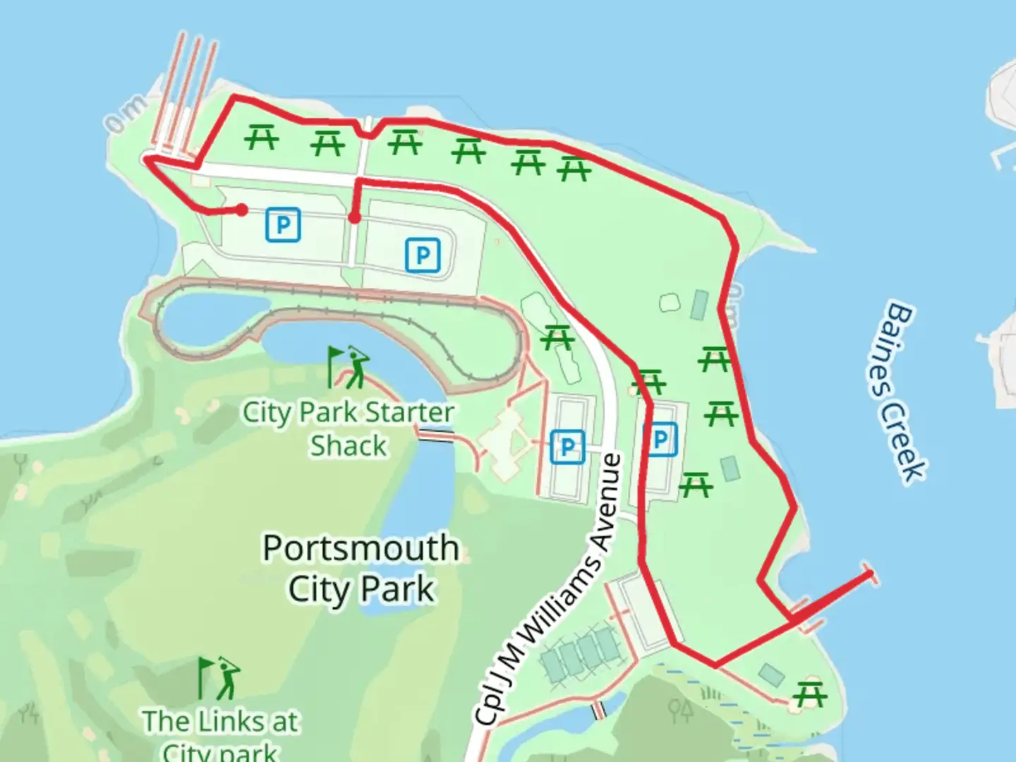 An image depicting the trail Skate Park Loop and its surrounding area.