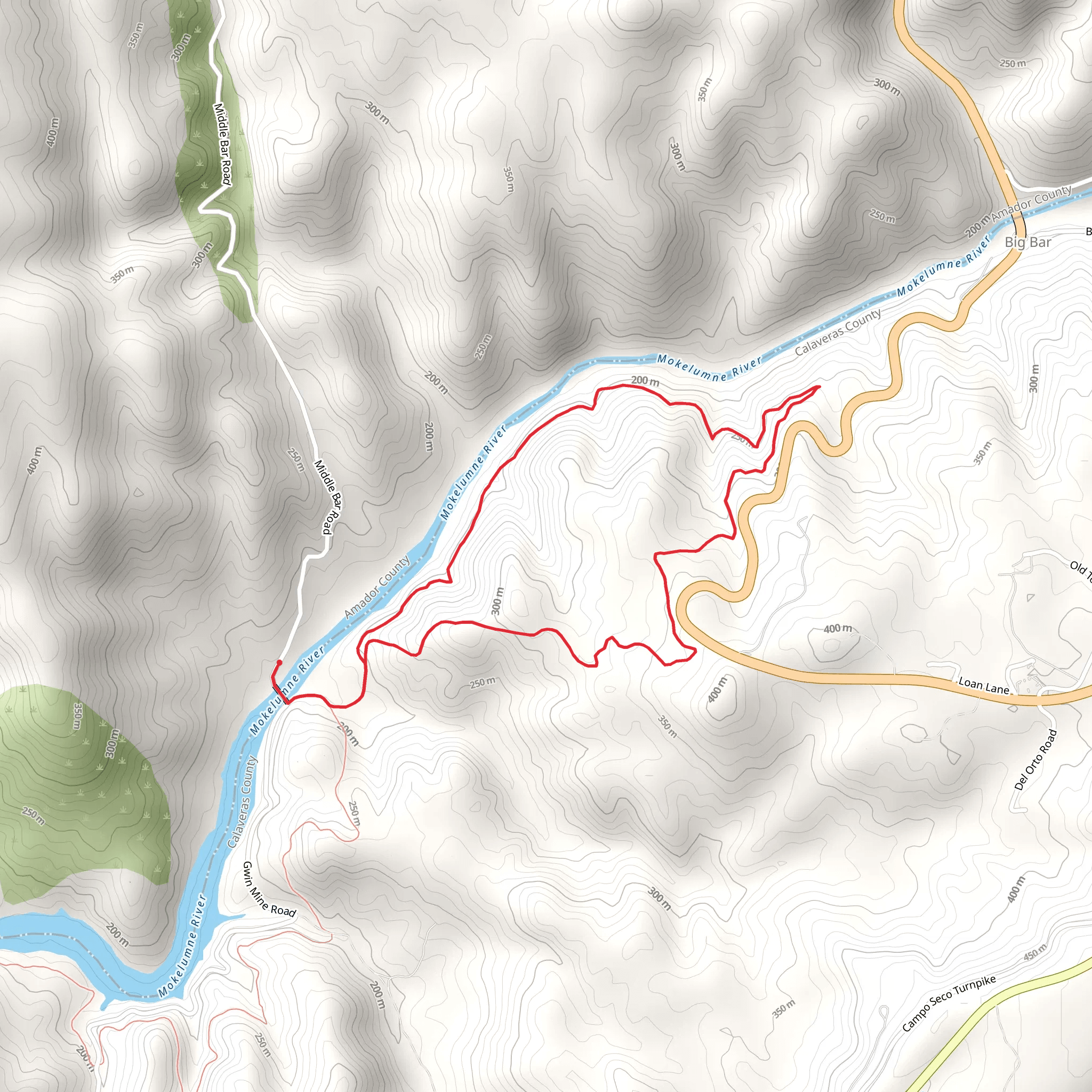 Mokelumne Coast to Crest Loop Trail mobile static map