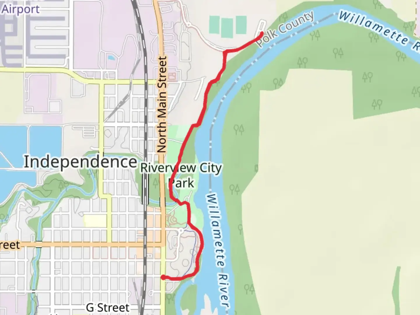 An image depicting the trail Riverview CIty Park Walk and its surrounding area.