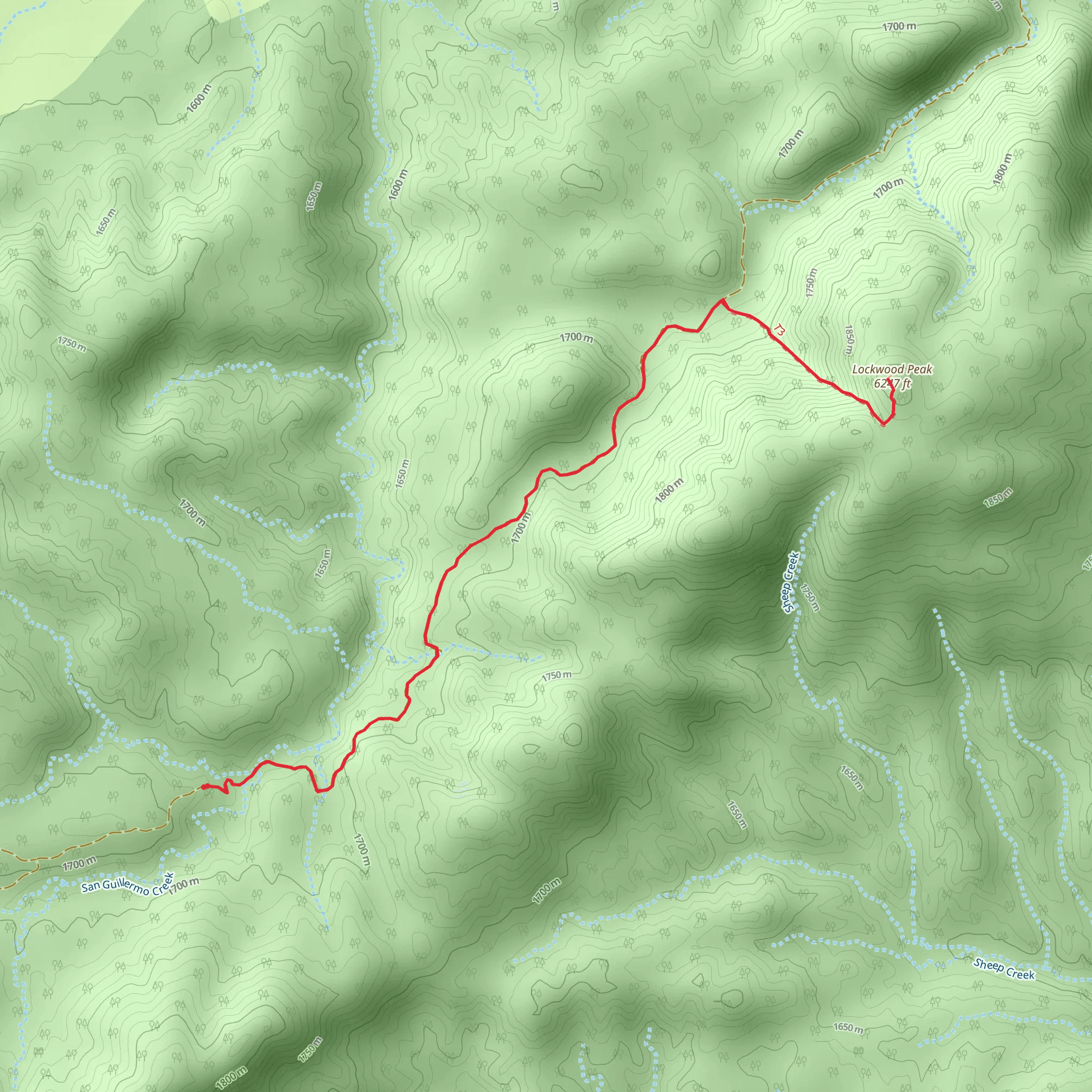 Lockwood Peak via Yellowjacket Trail mobile static map