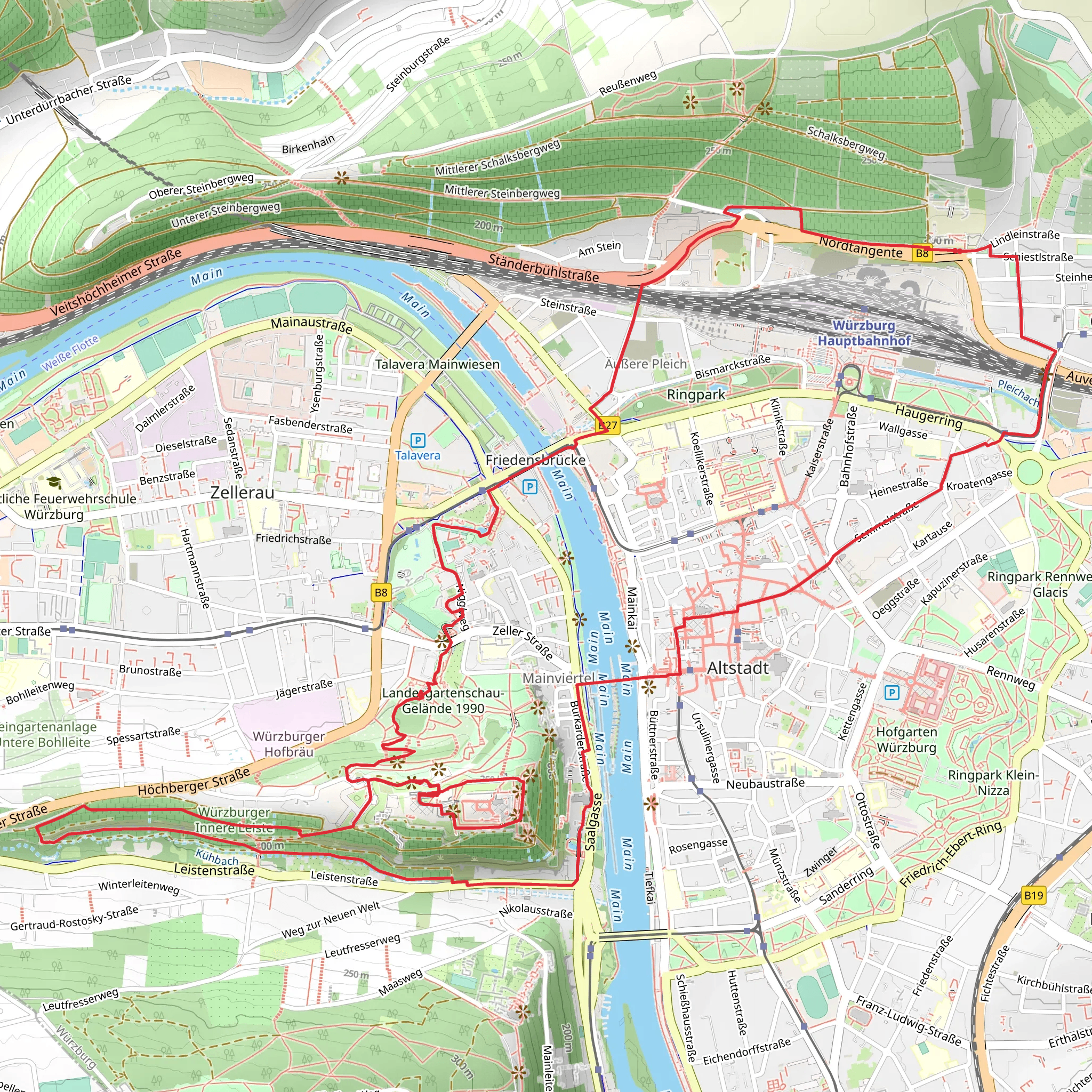 Maine via Marienberg and Fulda Wuerzburg mobile static map