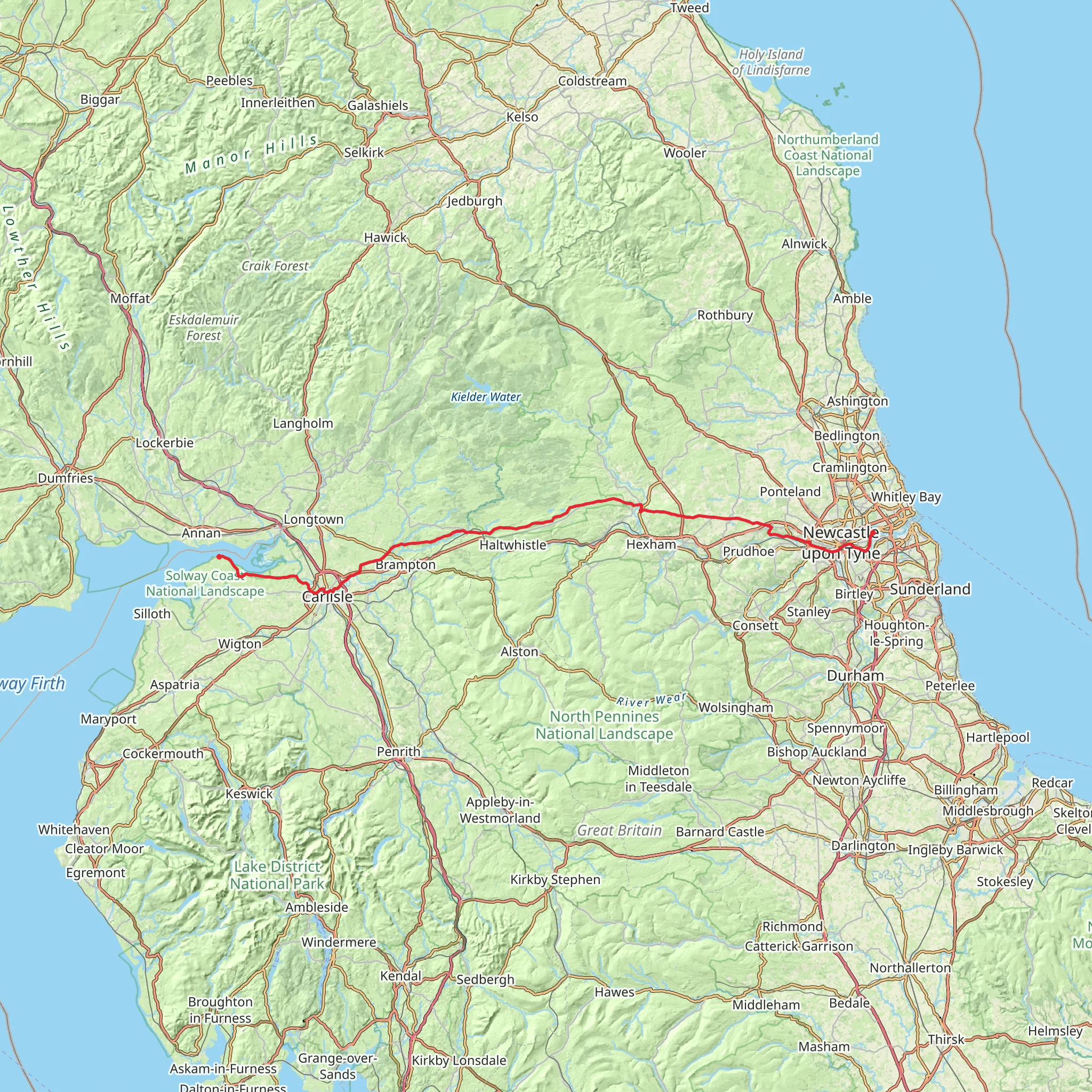 Hadrian's Wall Path mobile static map