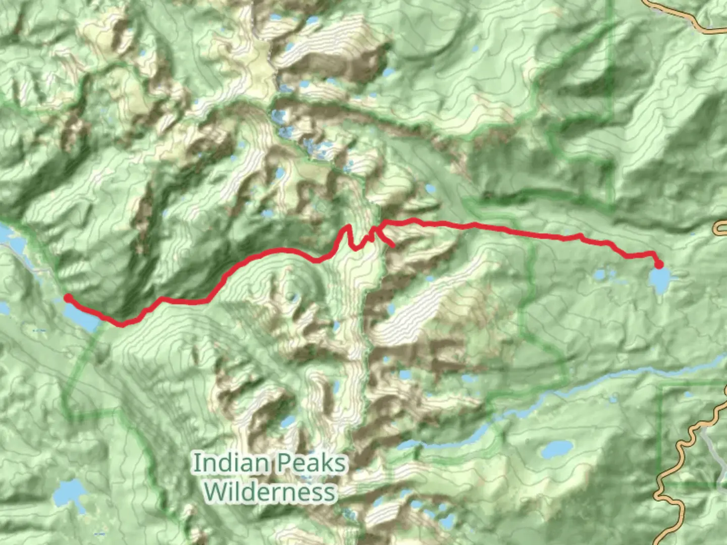 An image depicting the trail Beaver Reservoir - Sawtooth Mountain - Monarch Lake and its surrounding area.