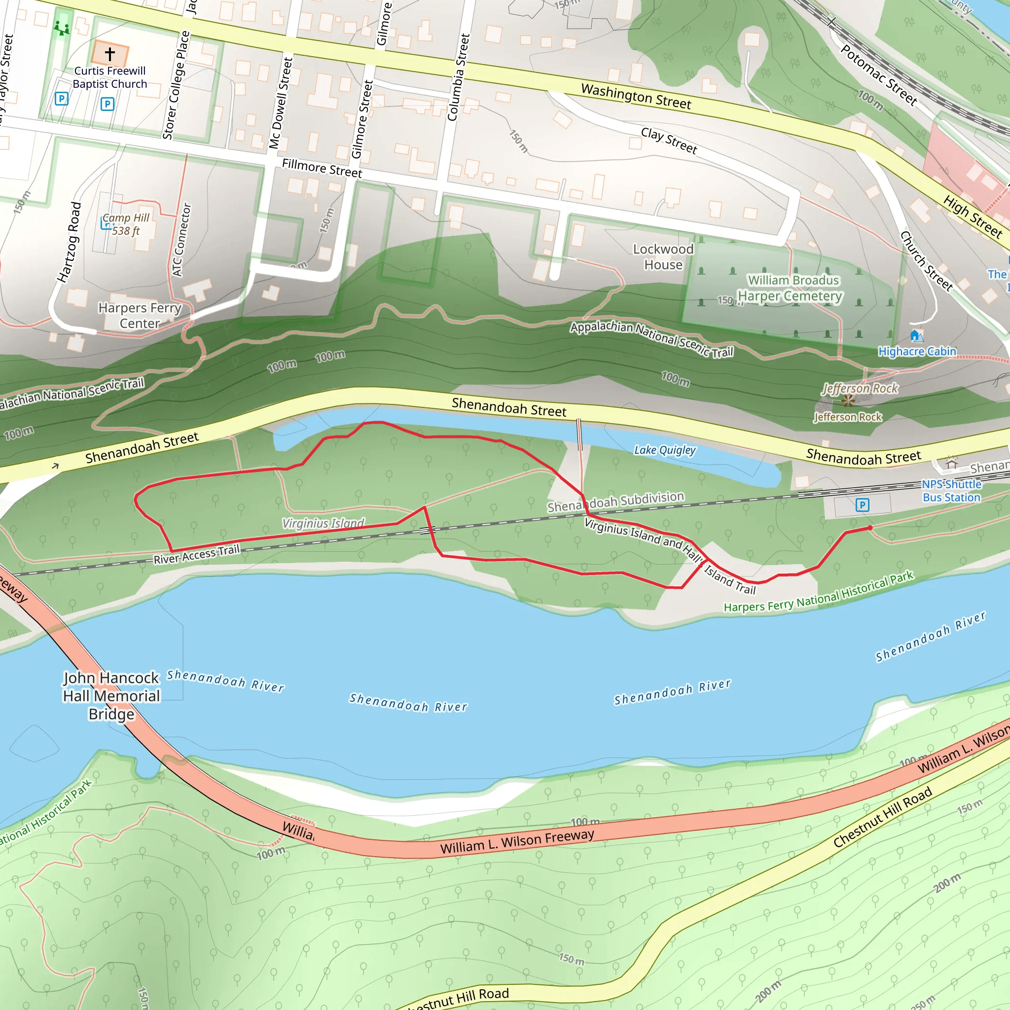 Virginius Island and Hall's Island Loop Trail mobile static map