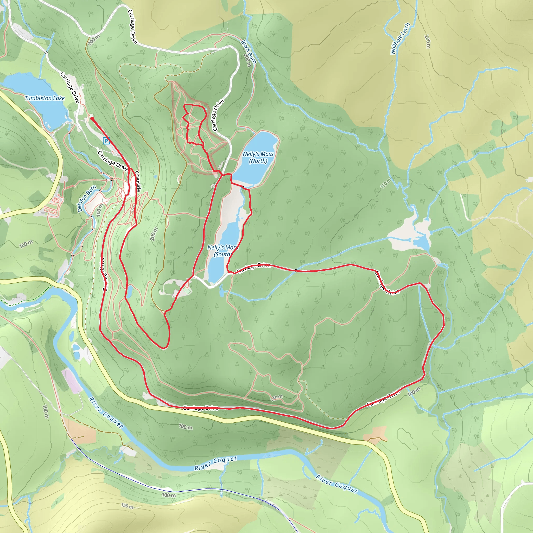 Nelly's Moss, Cragside Maze and Cragend Quarry Loop mobile static map